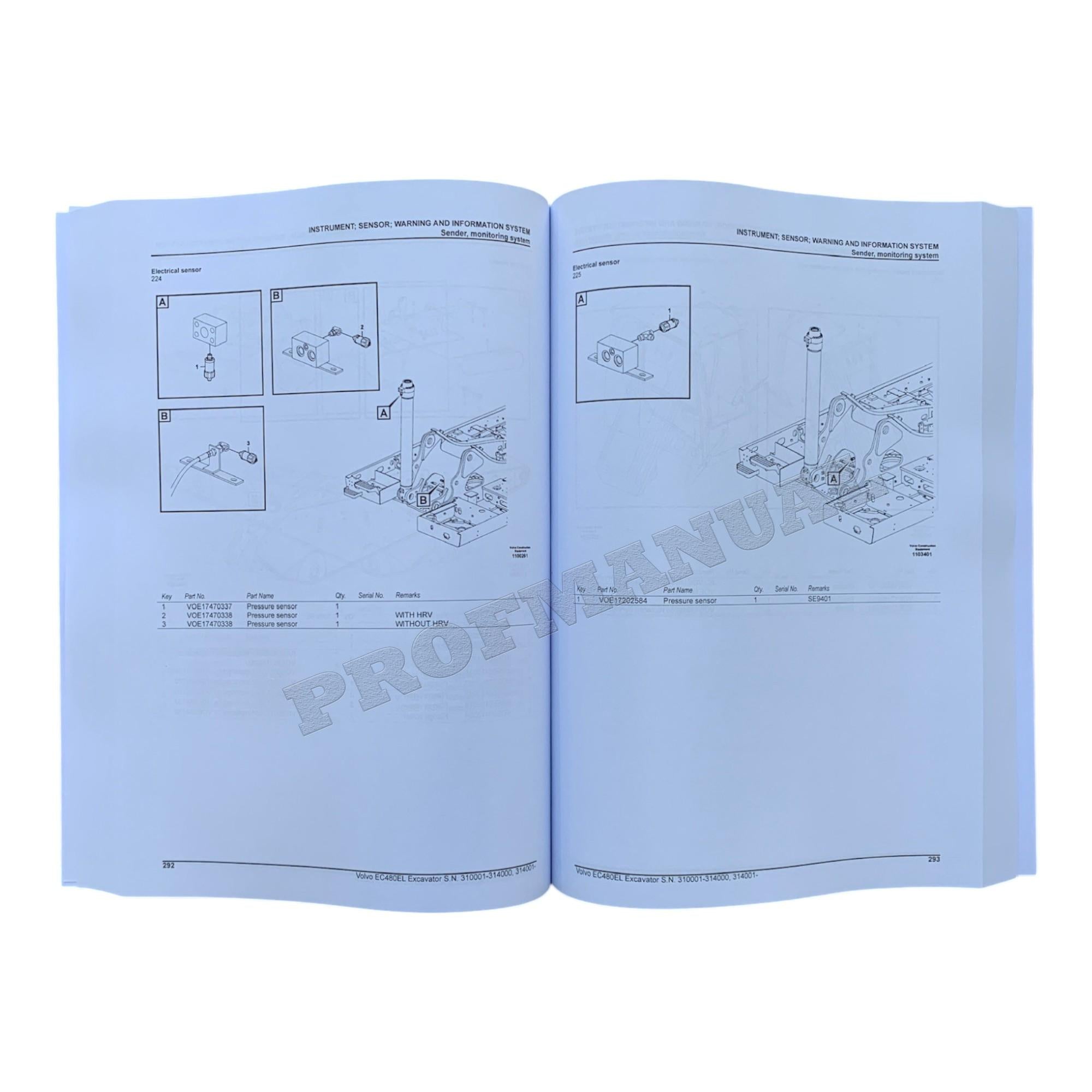 VOLVO EC480E L Excavator Parts Catalog Hard Copy Manual SN 310001-