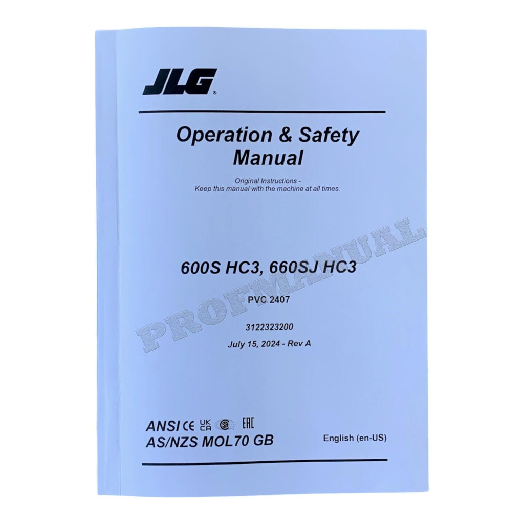 JLG 660SJ HC3 Boom Lift Maintenance Operation Operators Manual