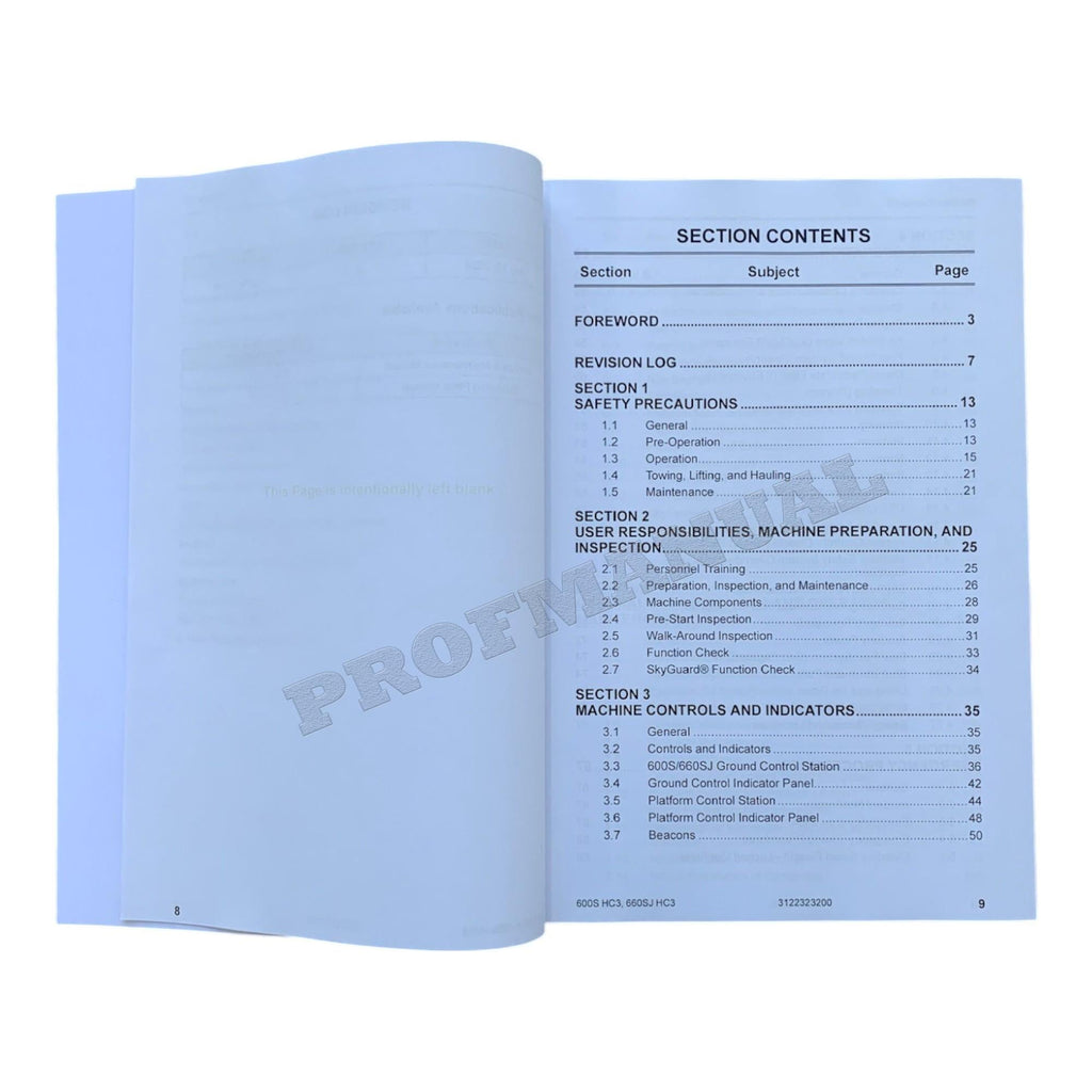 JLG 660SJ HC3 Boom Lift Maintenance Operation Operators Manual