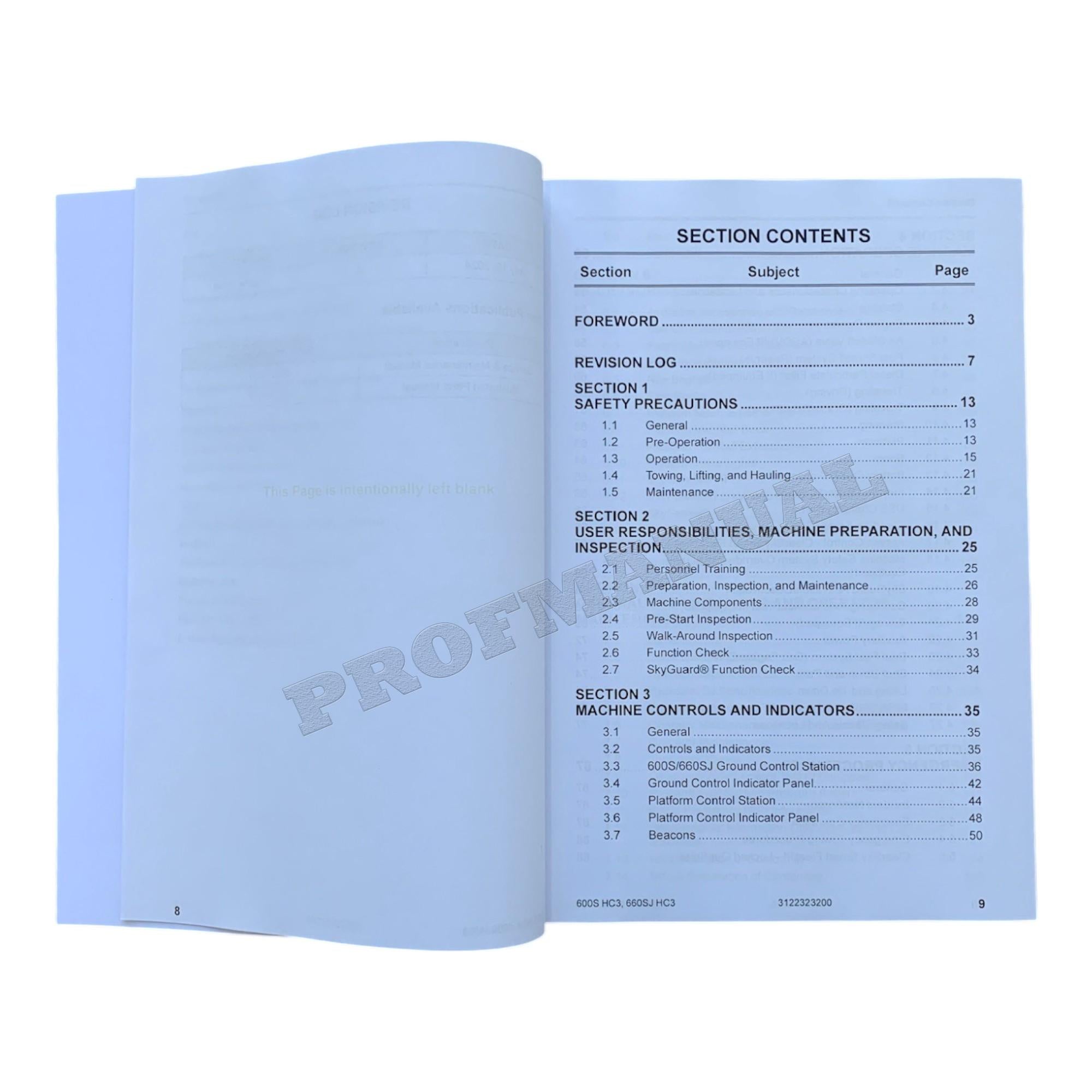 JLG 660SJ HC3 Boom Lift Maintenance Operation Operators Manual