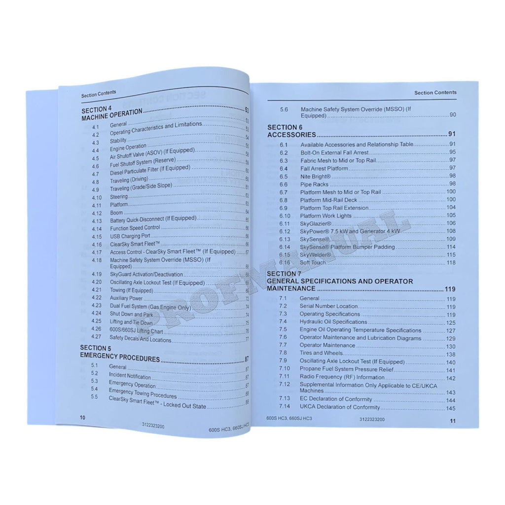 JLG 660SJ HC3 Boom Lift Maintenance Operation Operators Manual