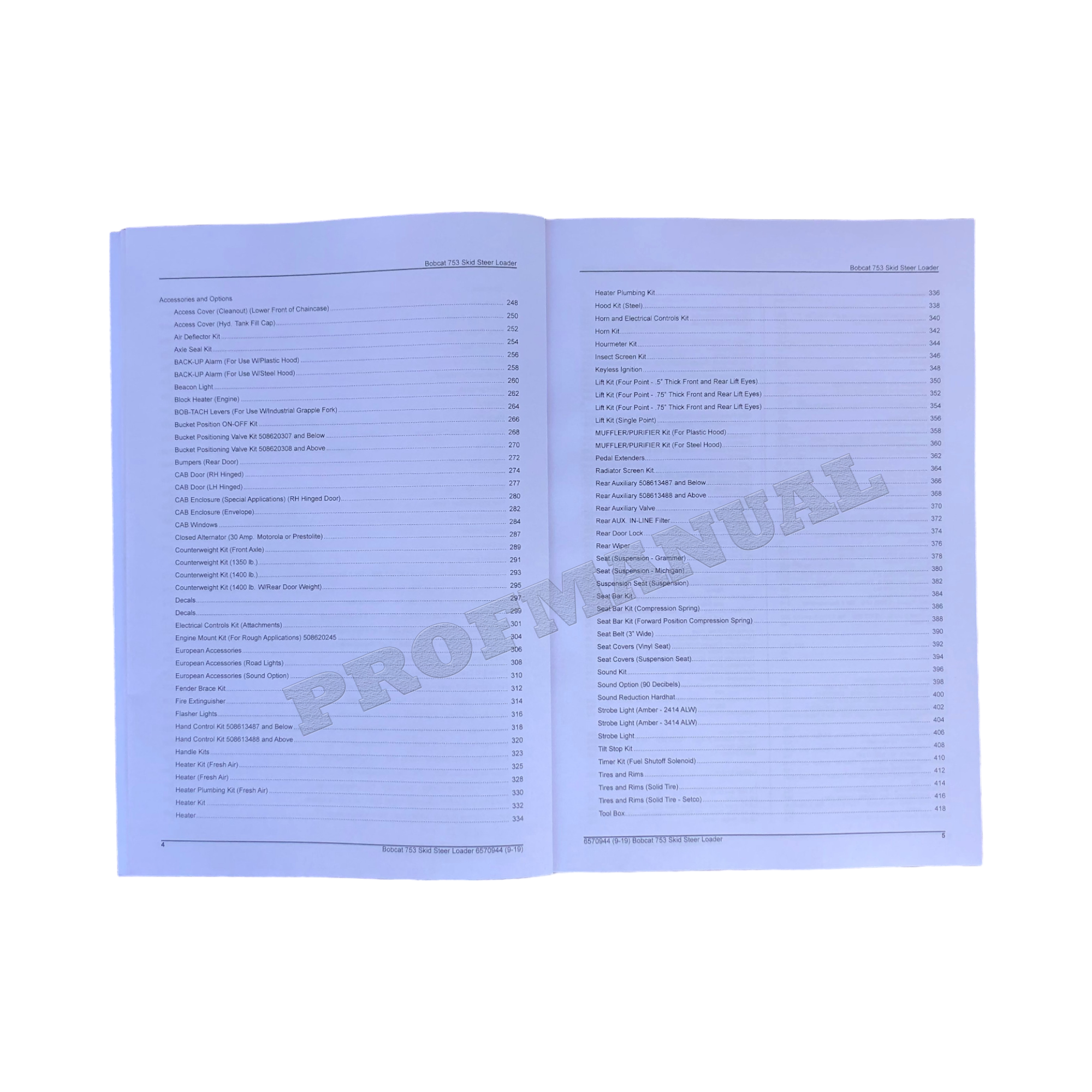 Bobcat 753 Skid Steer Loader Parts Catalog Manual 508611001-508629999