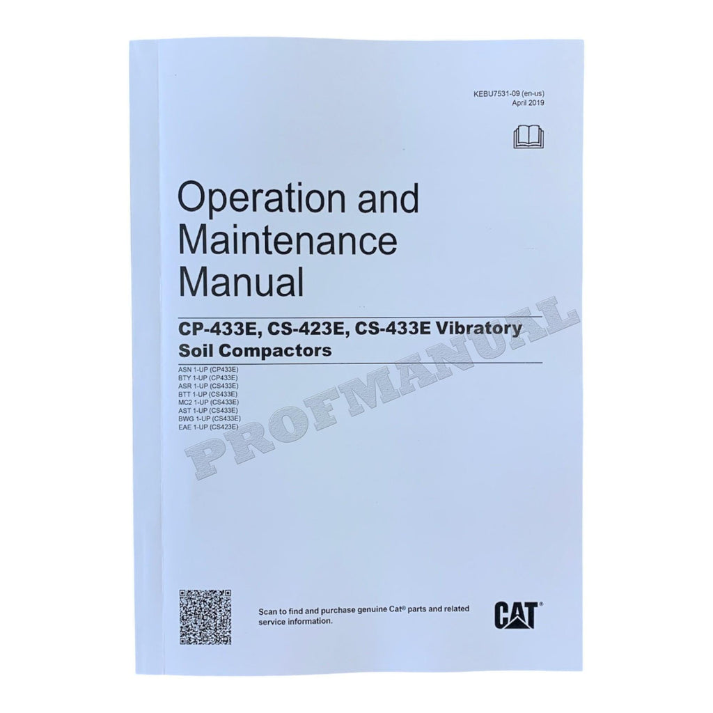 Caterpillar CP 433E CS 423E 433E Paving Compactor Operators Manual KEBU7531