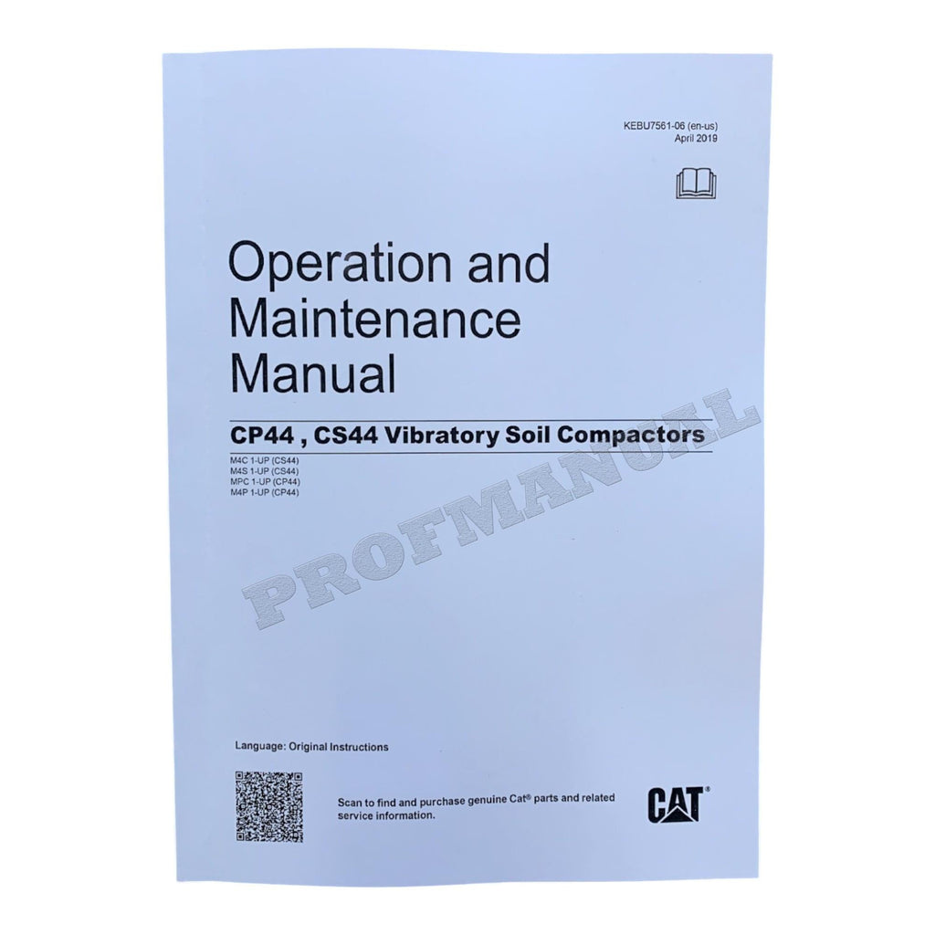 Caterpillar CP44 CS44 Vibratory Soil Compactor Operators Maintenance Manual