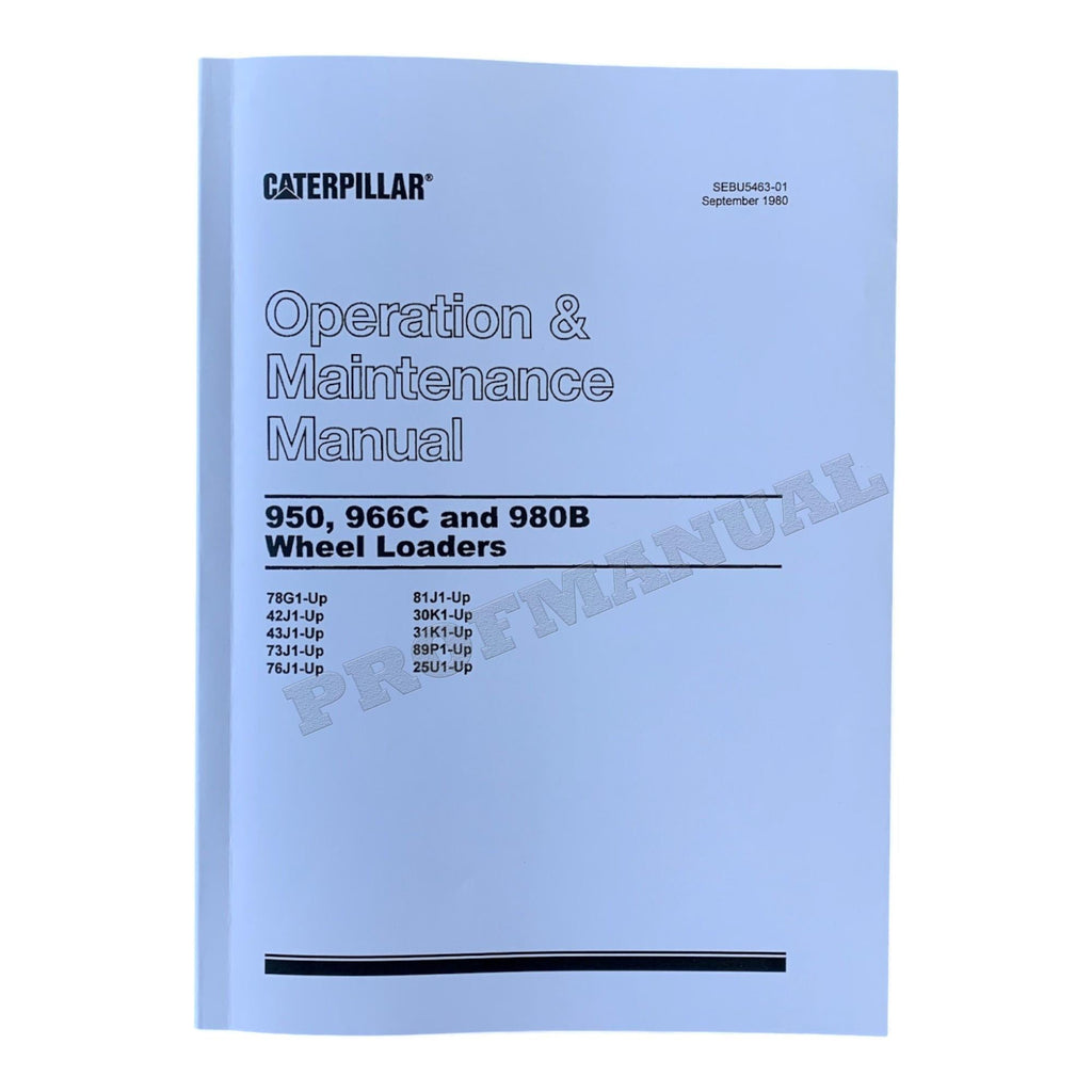 Caterpillar 950 966C 980B Wheel loader Operators Manual