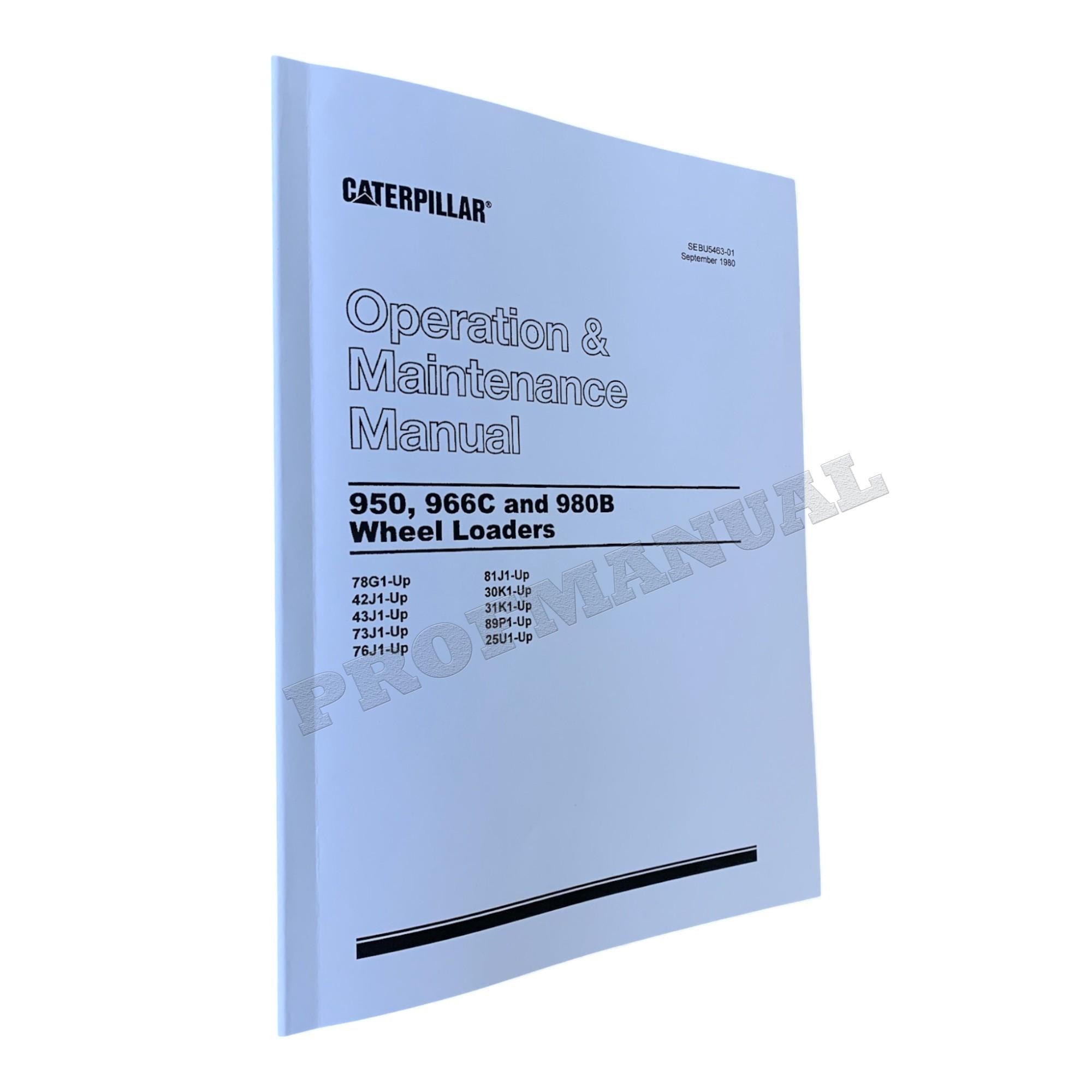 Manual del operador de la cargadora de ruedas Caterpillar 950 966C 980B