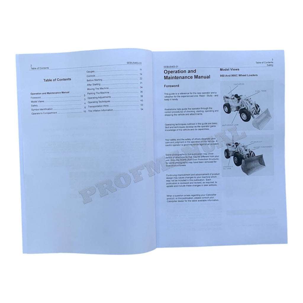 Caterpillar 950 966C 980B Wheel loader Operators Manual