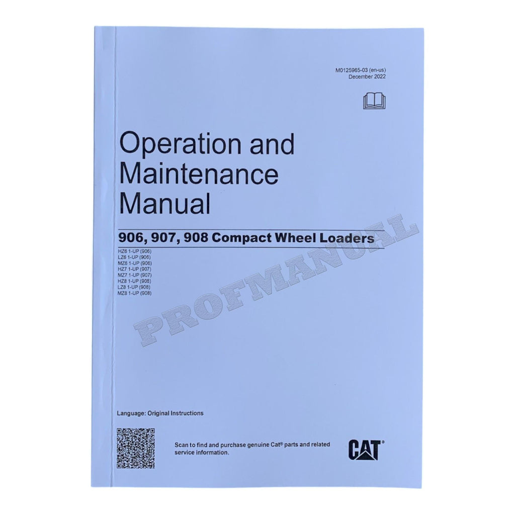 Manual de mantenimiento del operador de cargadoras de ruedas compactas Caterpillar 906 907 908