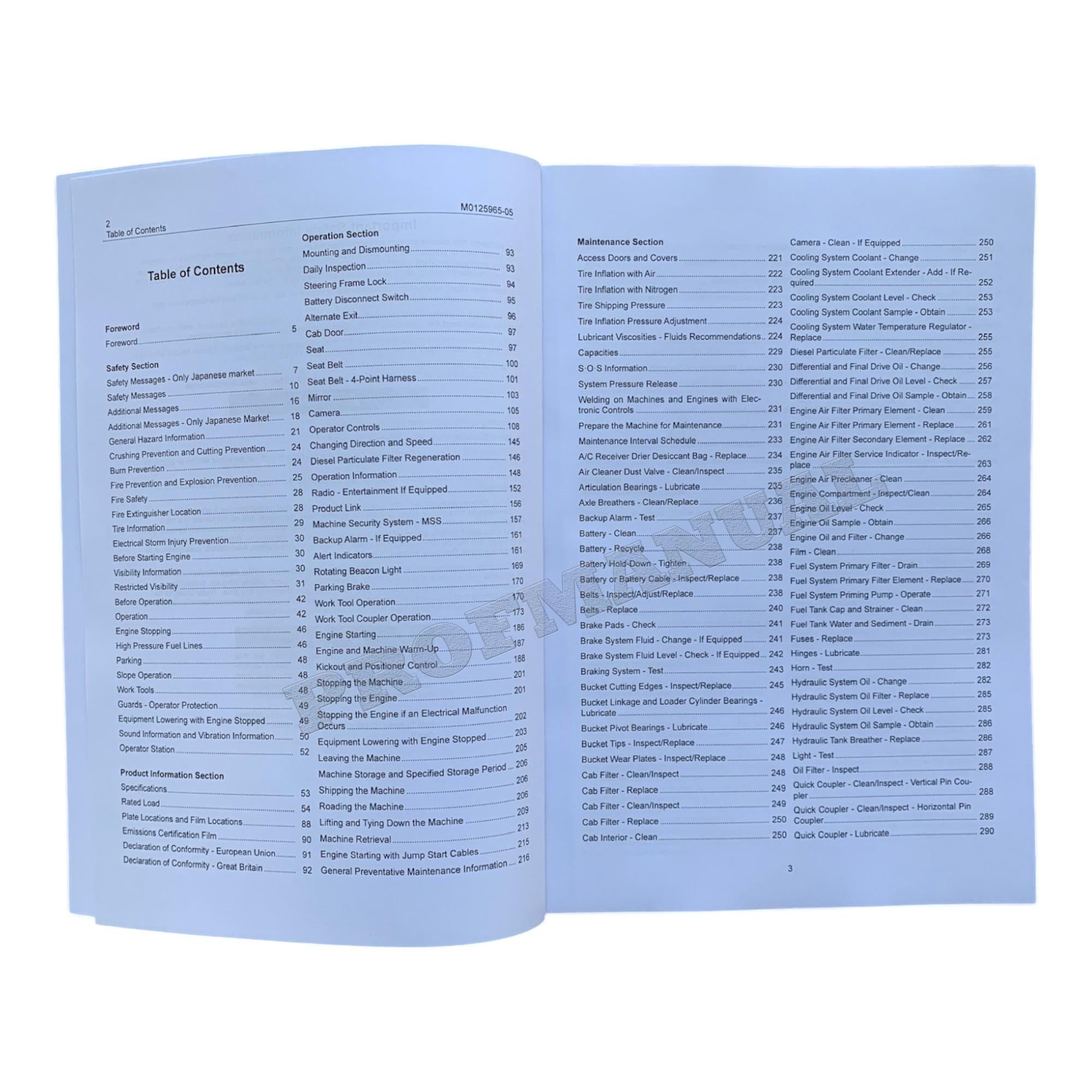 Caterpillar 906 907 908 Compact Wheel loader Operators Maintenance Manual