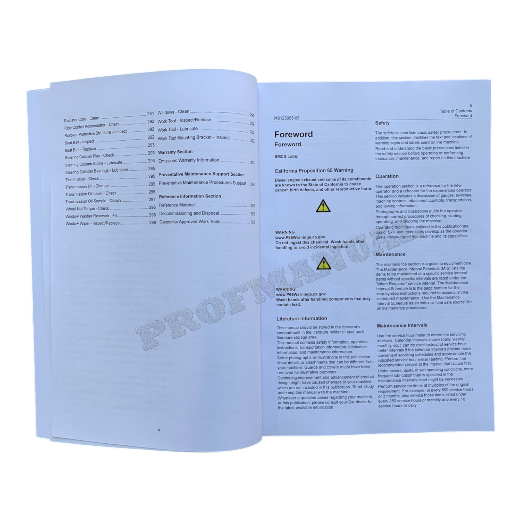 Caterpillar 906 907 908 Compact Wheel loader Operators Maintenance Manual