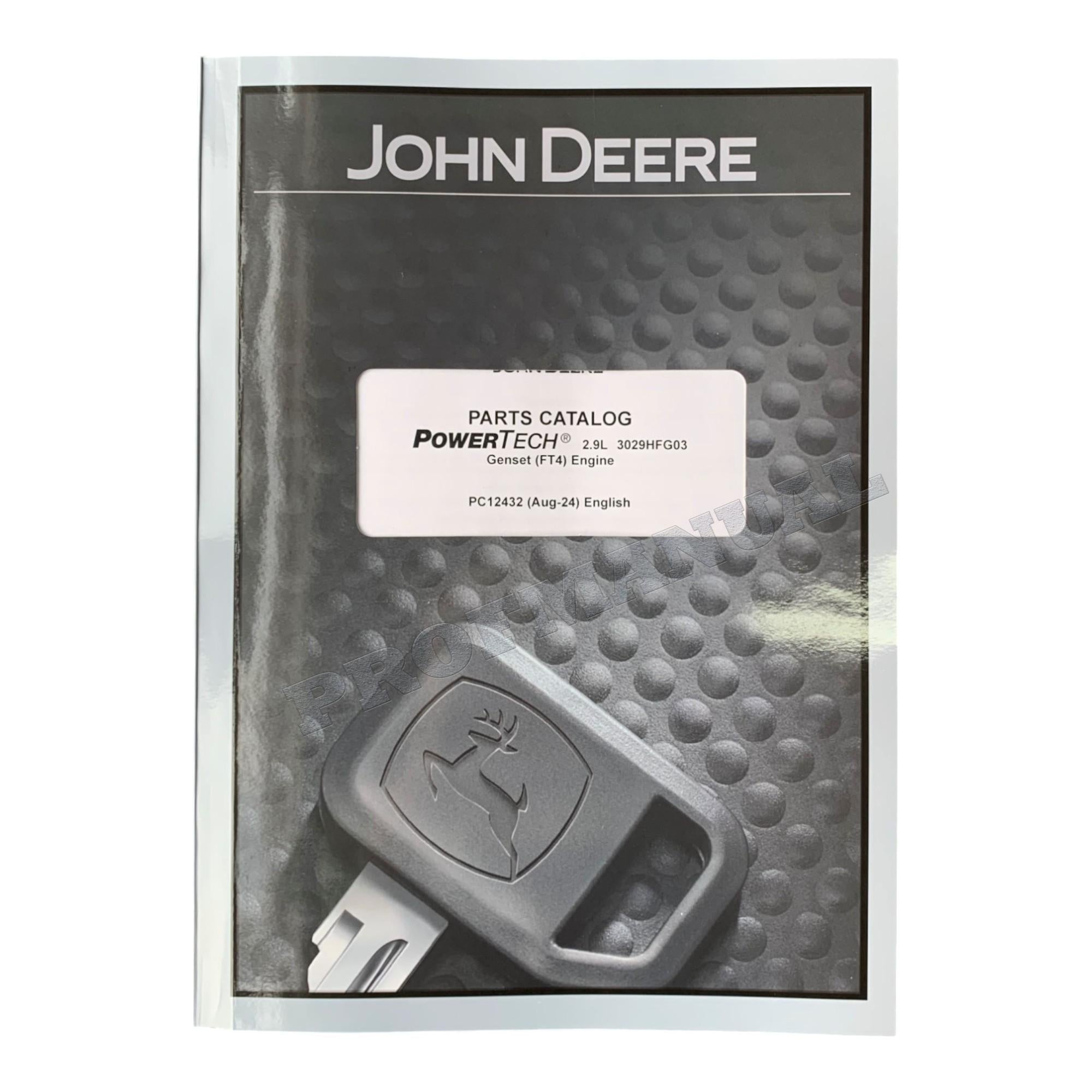 John Deere PowerTech 2.9L 3029HFG03 Genset FT4 Engine Parts Catalog Manual