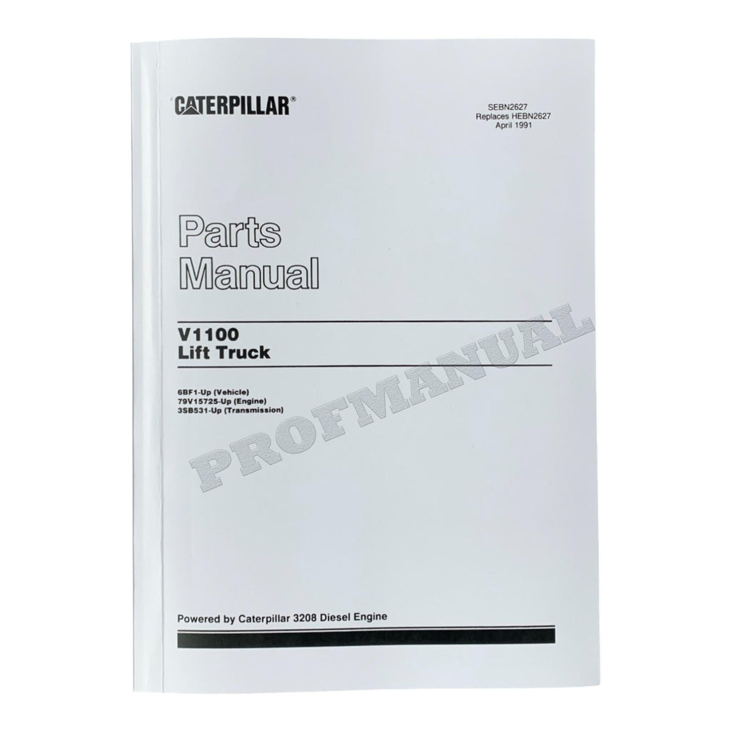 Caterpillar Cat V1100 Lift Truck Off Highway Tractor Parts Catalog Manual