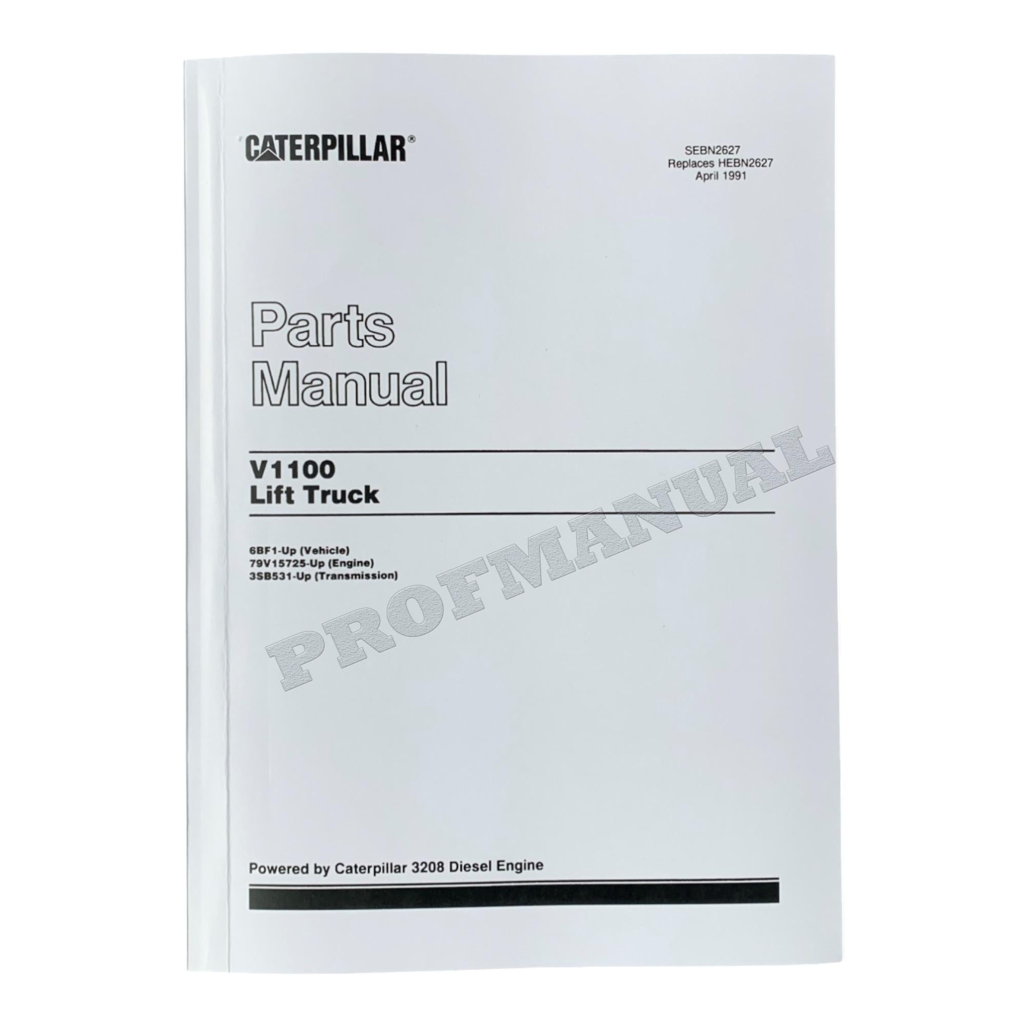 Manual del catálogo de piezas del tractor todoterreno Caterpillar Cat V1100 Lift Truck