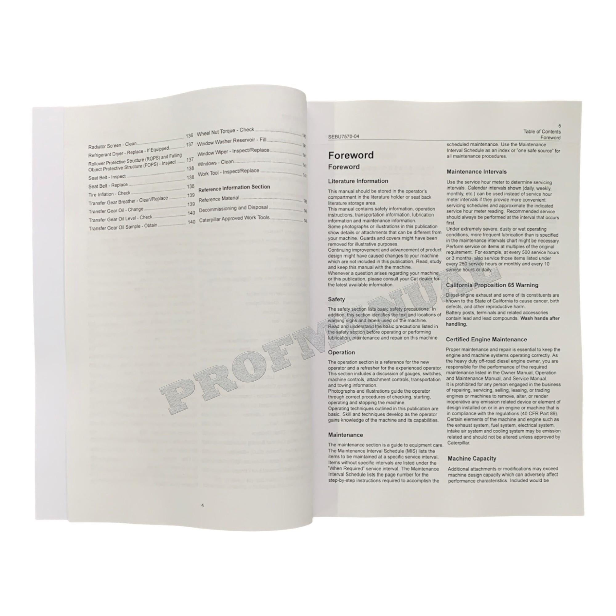Caterpillar TH210 TH215 Telehandler Operators Maintenance Manual