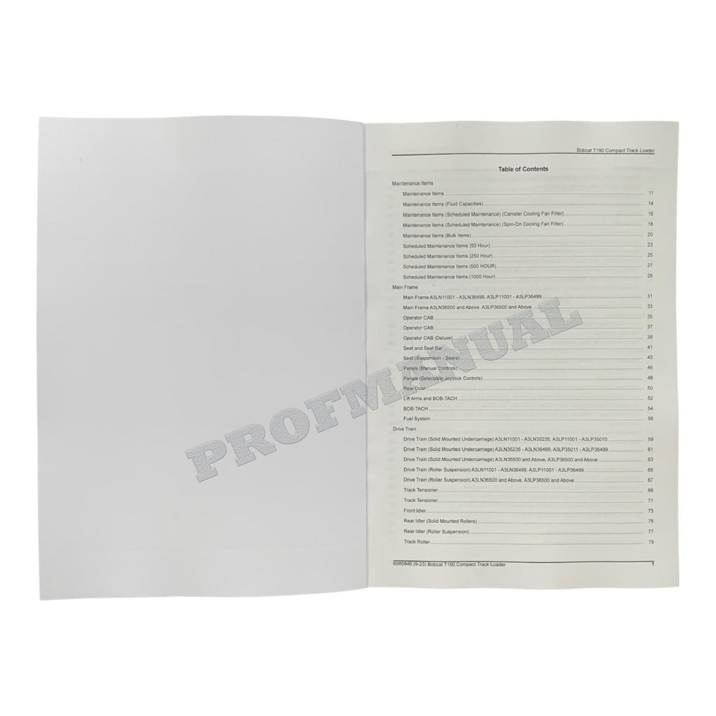 Catálogo de piezas del cargador compacto de orugas Bobcat T190 Manual A3LN11001- A3LP11001-