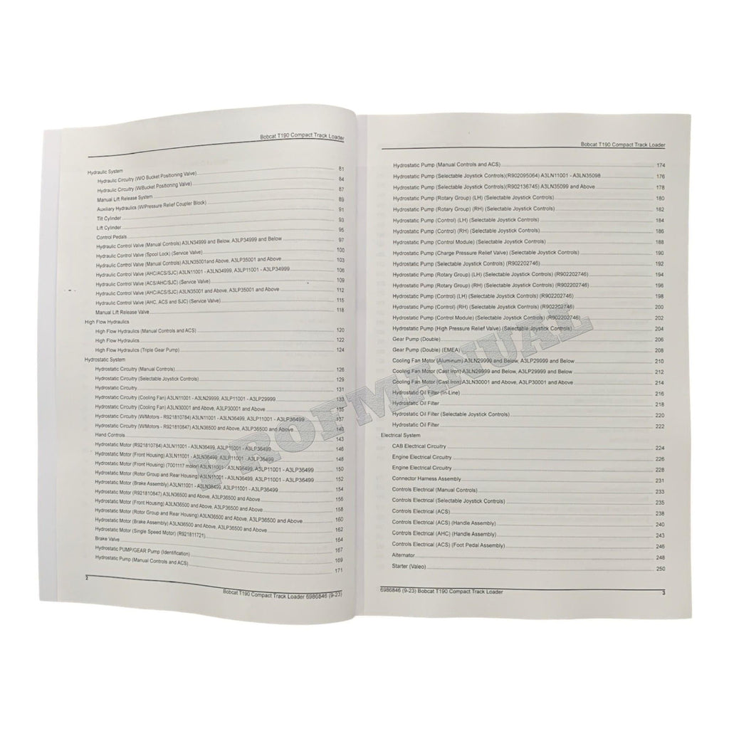 Catálogo de piezas del cargador compacto de orugas Bobcat T190 Manual A3LN11001- A3LP11001-