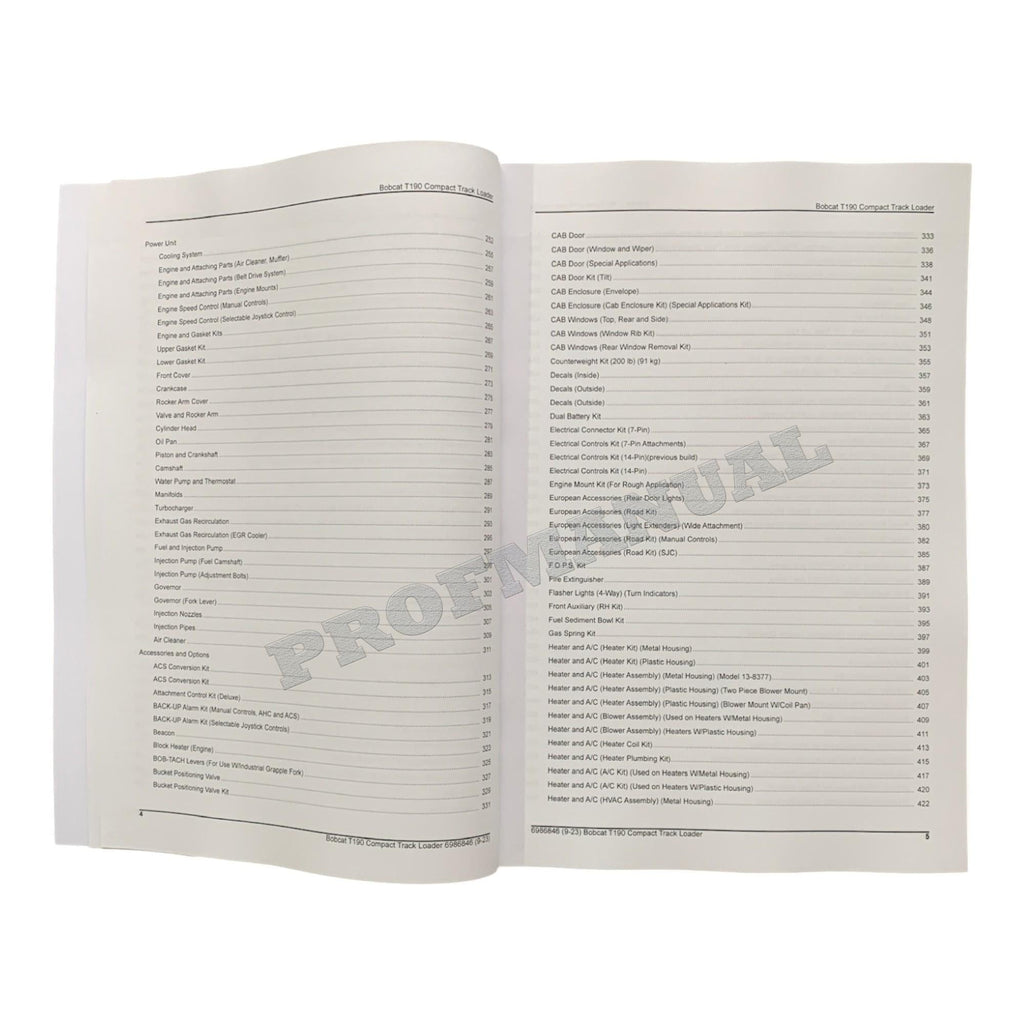 Catálogo de piezas del cargador compacto de orugas Bobcat T190 Manual A3LN11001- A3LP11001-