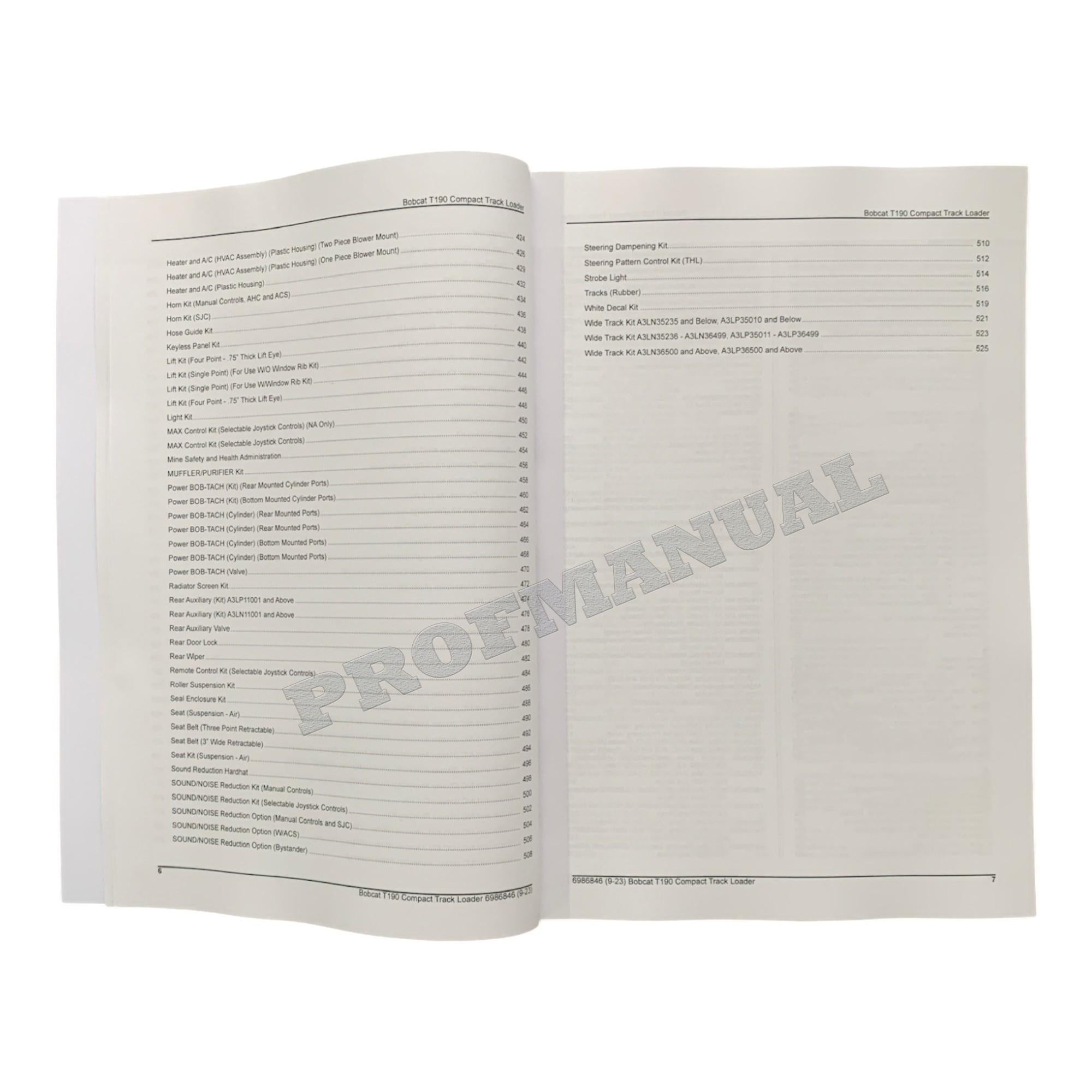 Catálogo de piezas del cargador compacto de orugas Bobcat T190 Manual A3LN11001- A3LP11001-