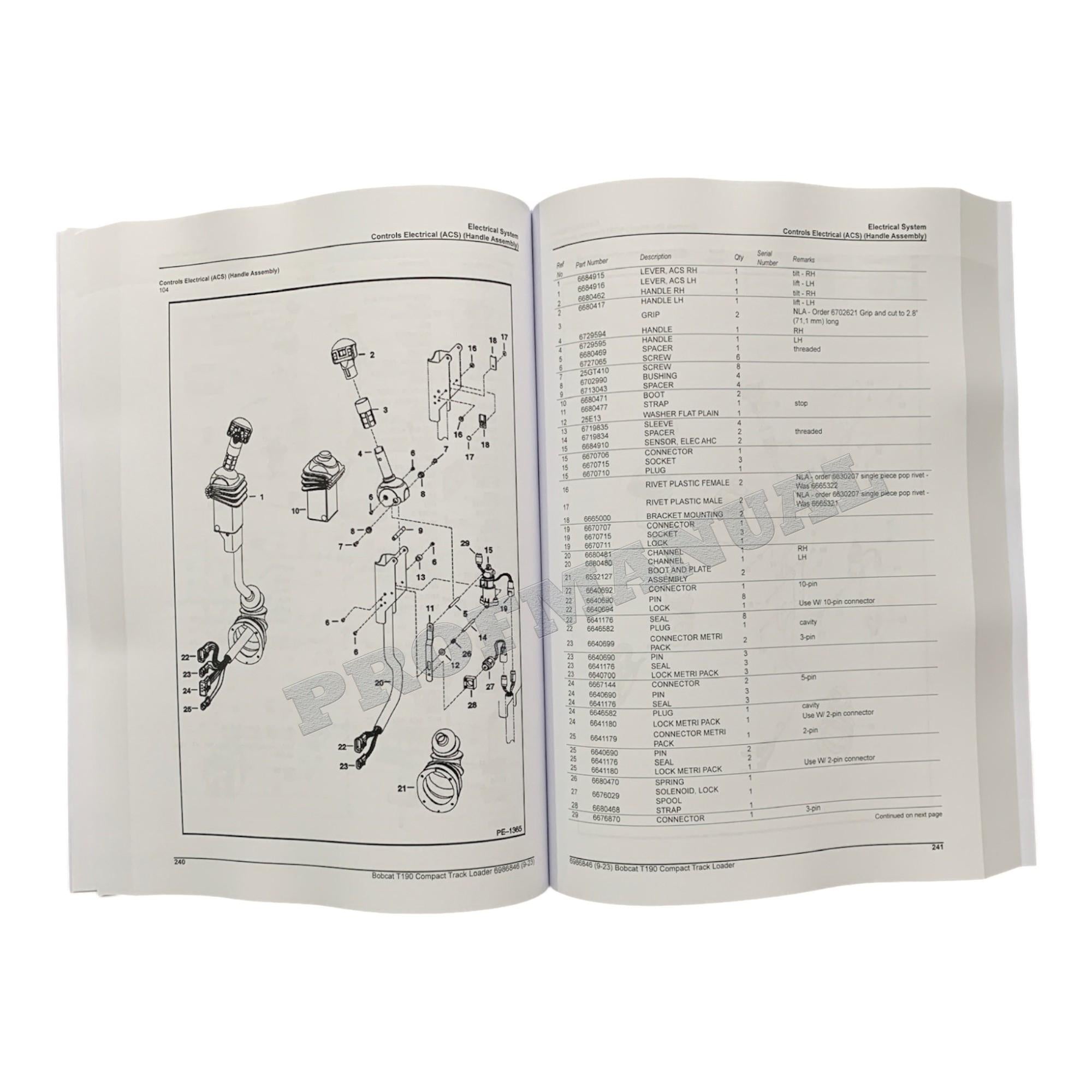 Catálogo de piezas del cargador compacto de orugas Bobcat T190 Manual A3LN11001- A3LP11001-