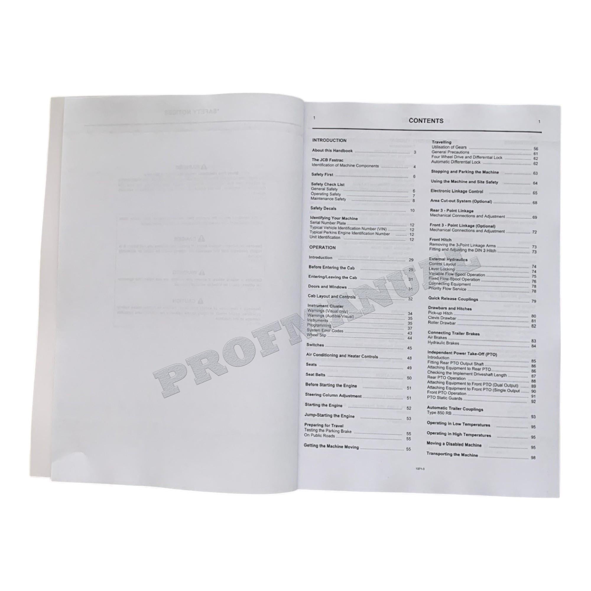 JCB 3155 3185 FASTRAC Operators Manual 1371