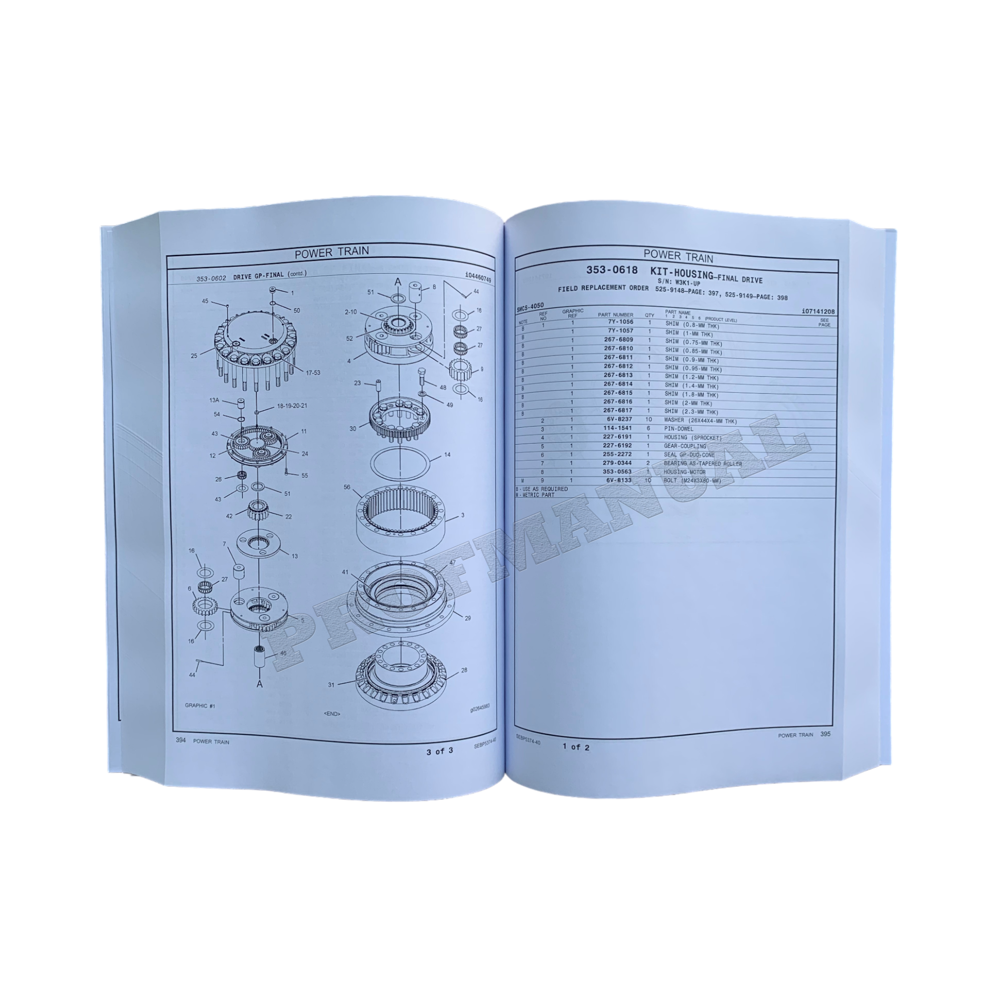 Caterpillar Cat 336D L Excavator Parts Catalog Manual ser THX16780-Up W3K1-Up