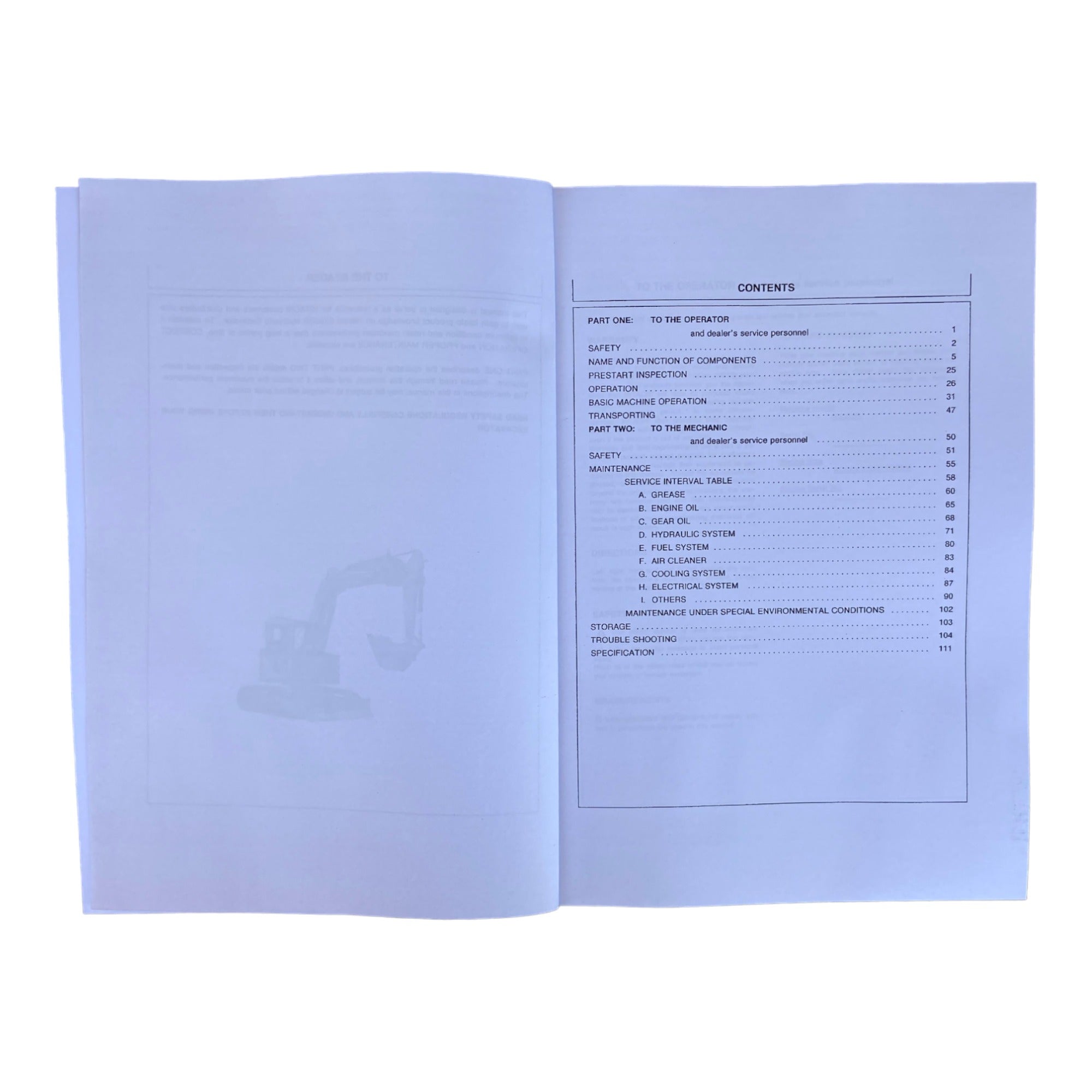 HITACHI EX60URG EXCAVATOR OPERATORS MANUAL