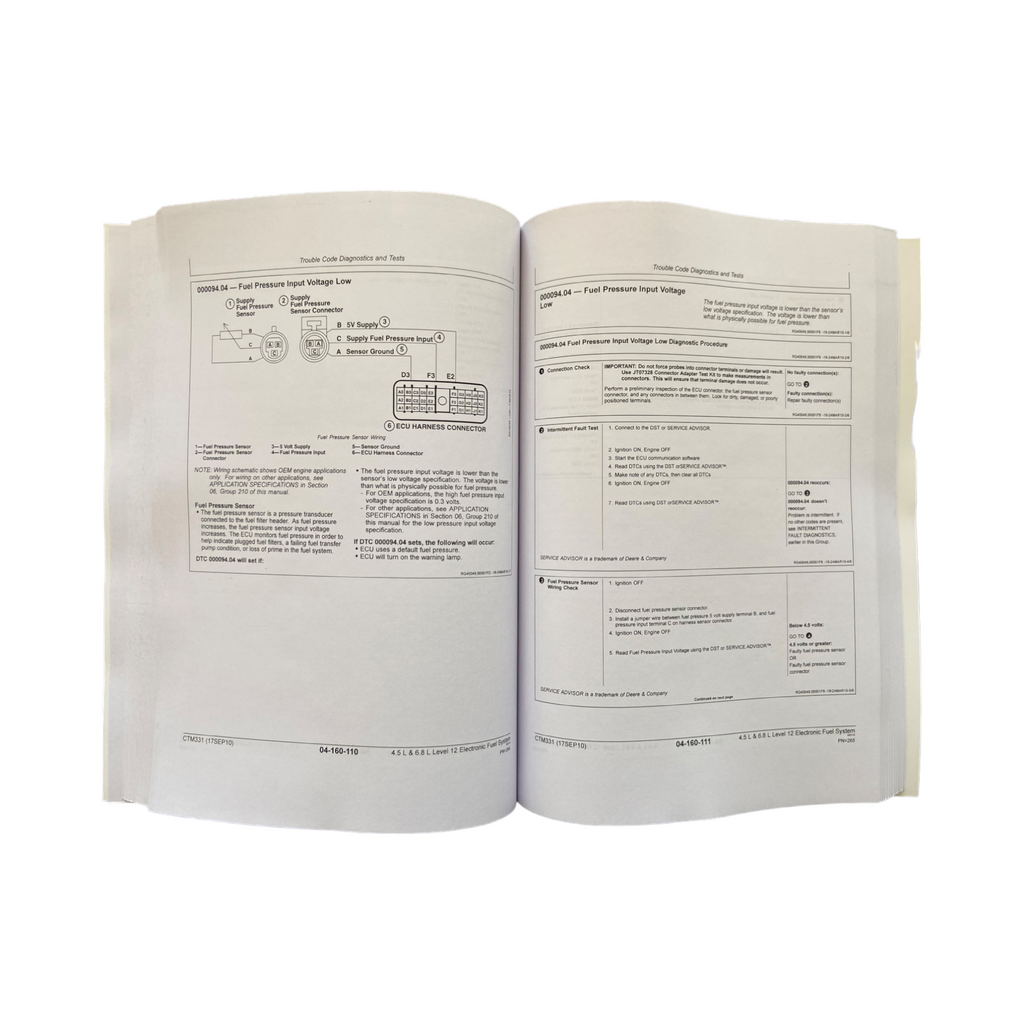 MANUALES TÉCNICOS DE SERVICIO Y REPARACIÓN DEL SISTEMA DE COMBUSTIBLE DEL MOTOR JOHN DEERE 450J (CONJUNTO DE 2 LIBROS)