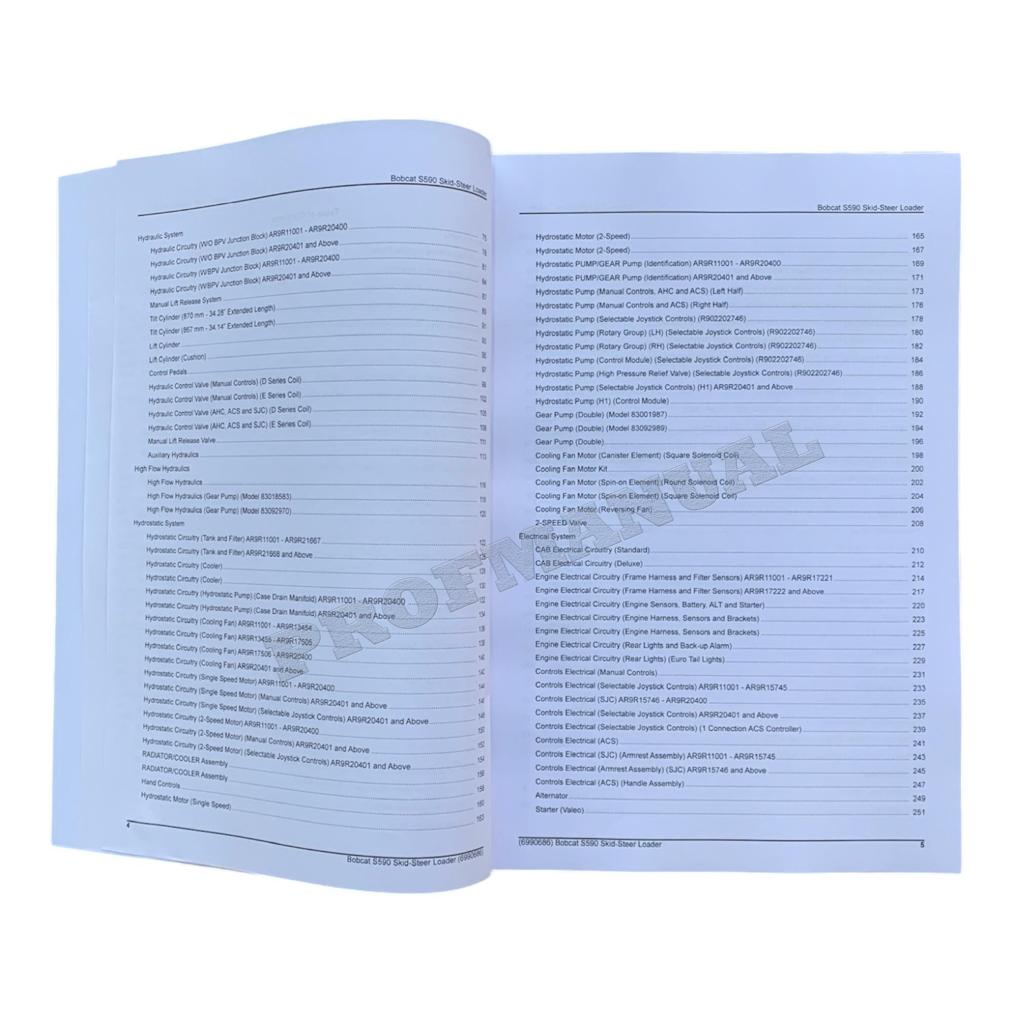 Catálogo de piezas del cargador de dirección deslizante Bobcat S590 Manual AR9R11001-