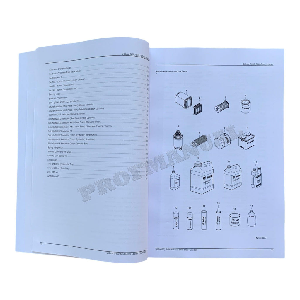 Bobcat S590 Skid Steer Loader Parts Catalog Manual AR9R11001-