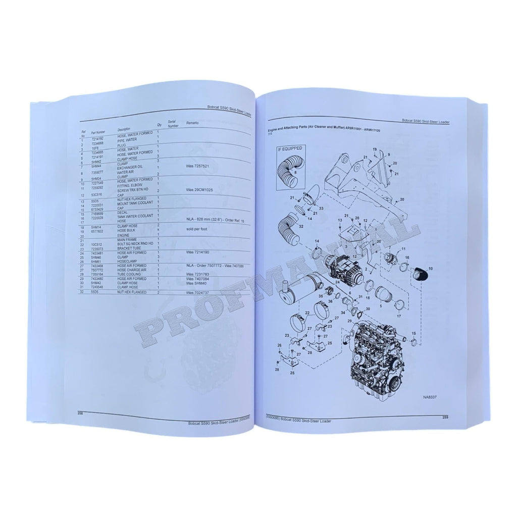 Bobcat S590 Skid Steer Loader Parts Catalog Manual AR9R11001-