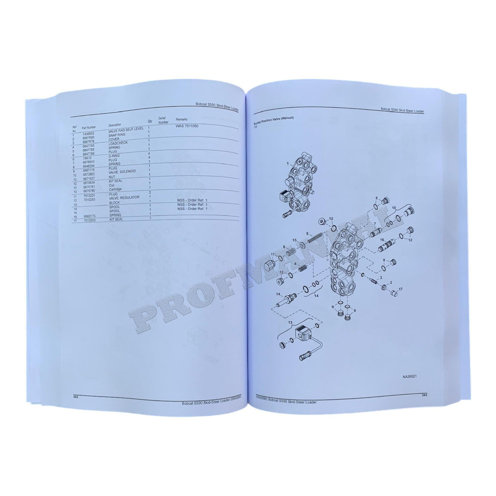 Bobcat S590 Skid Steer Loader Parts Catalog Manual AR9R11001-