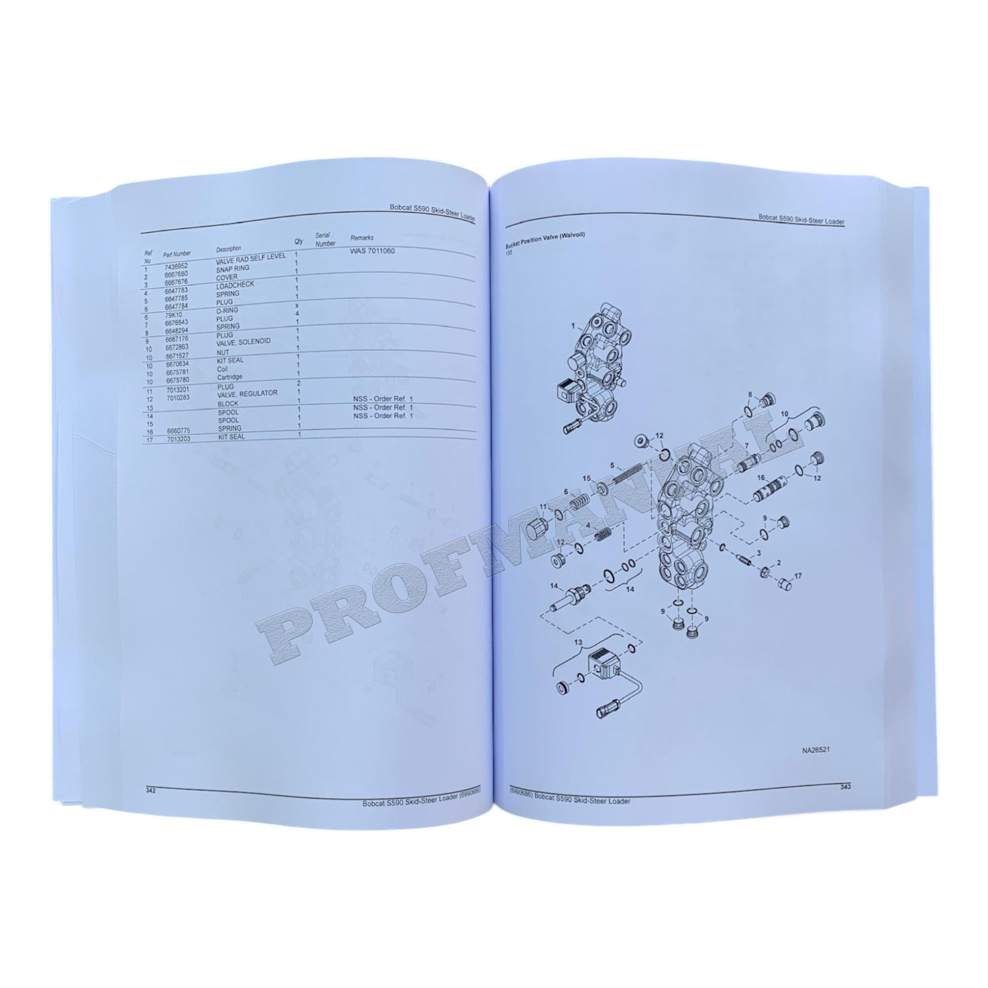 Bobcat S590 Skid Steer Loader Parts Catalog Manual AR9R11001-