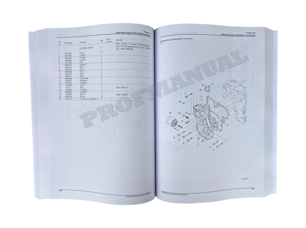 Bobcat E42 Excavator Parts Catalog Manual AG3411001-