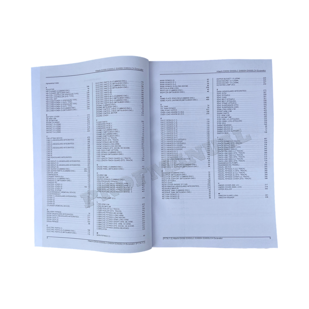 Manual del catálogo de piezas de la excavadora Hitachi EX550 EX550LC EX600H EX600LCH