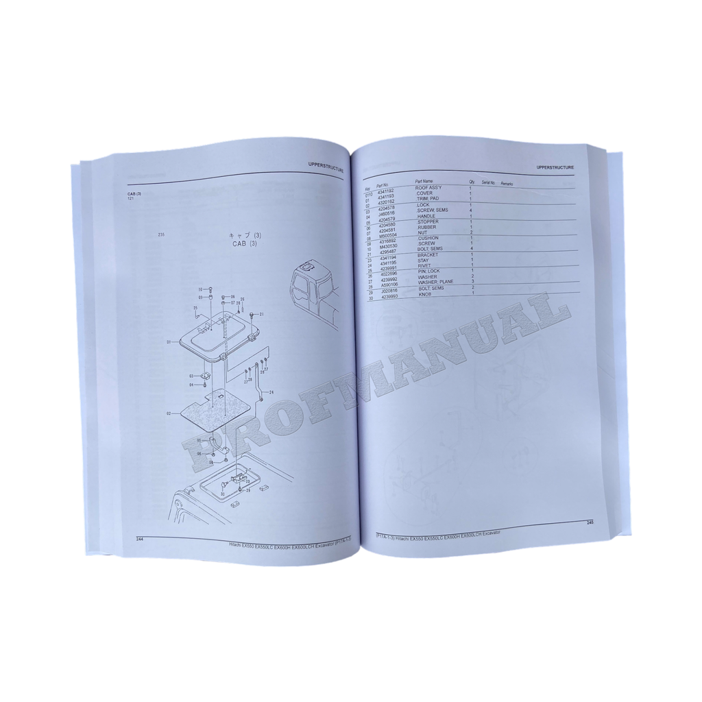 Manual del catálogo de piezas de la excavadora Hitachi EX550 EX550LC EX600H EX600LCH