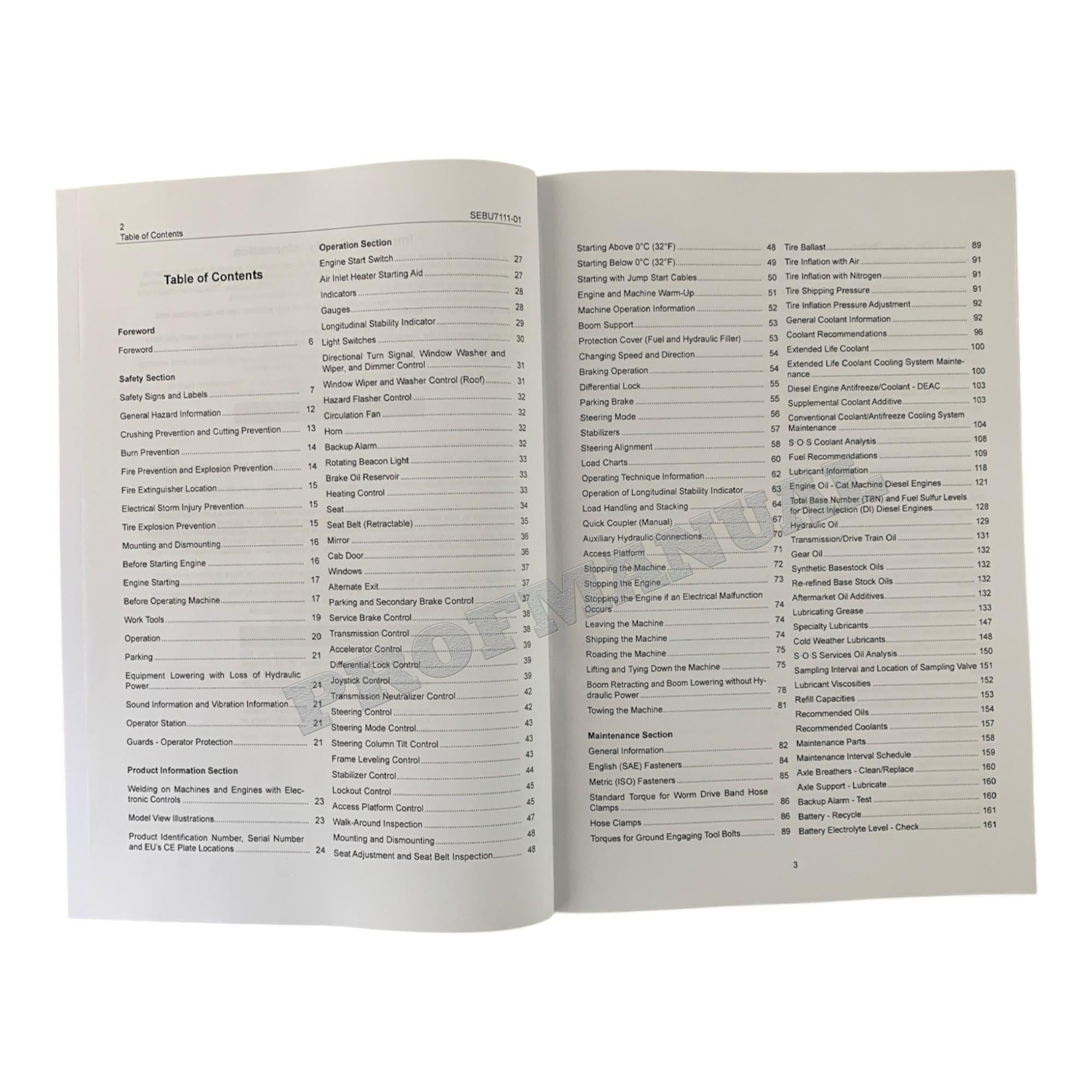 Caterpillar TH103 Telehandler Operators Maintenance Manual 3PN530-2026