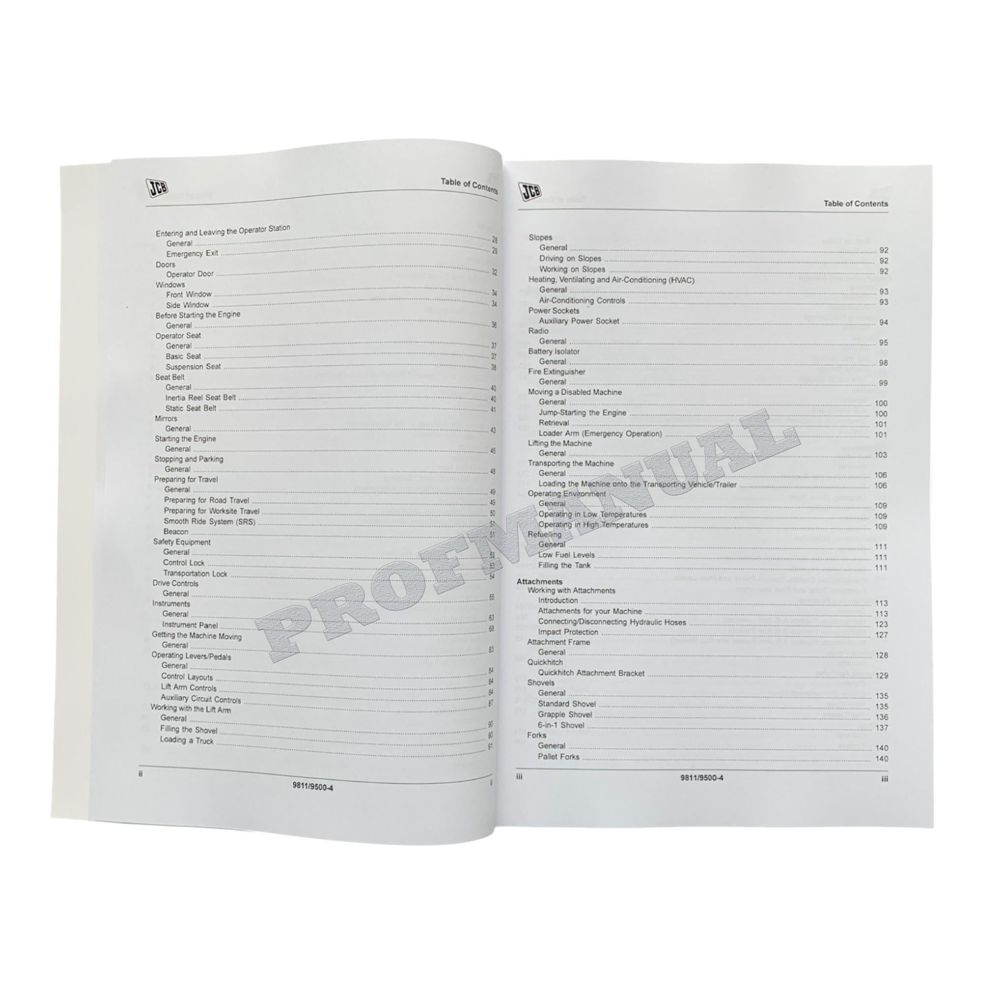 JCB 190 190T 205 205T Skid Steer Loader Operators Manual 9811_9500