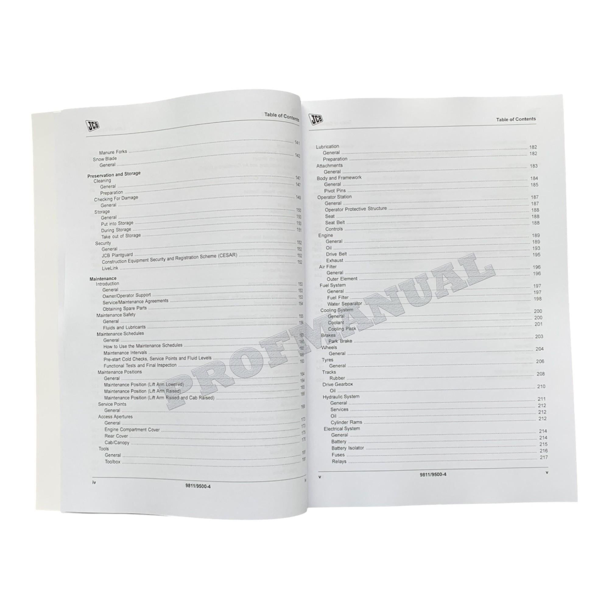 JCB 190 190T 205 205T Skid Steer Loader Operators Manual 9811_9500