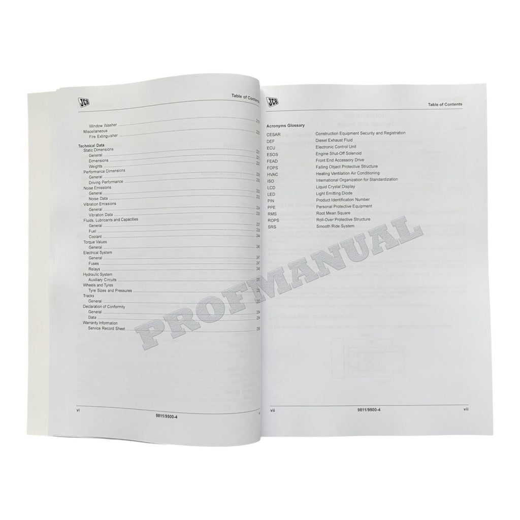 JCB 190 190T 205 205T Skid Steer Loader Operators Manual 9811_9500