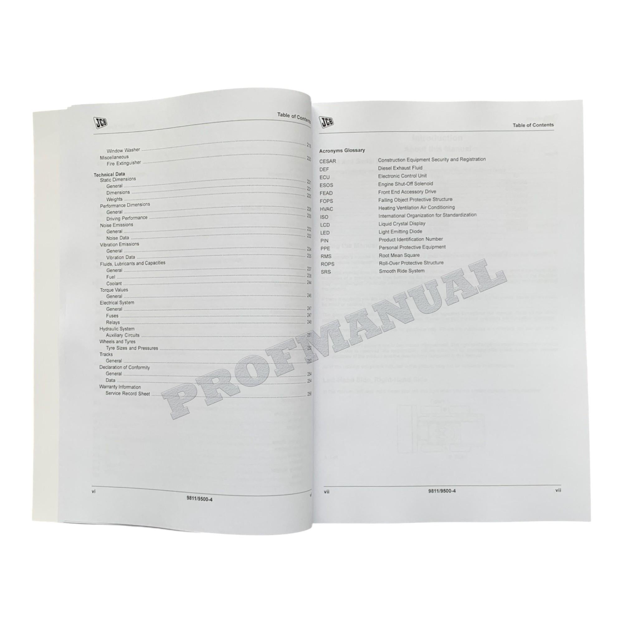 JCB 190 190T 205 205T Skid Steer Loader Operators Manual 9811_9500