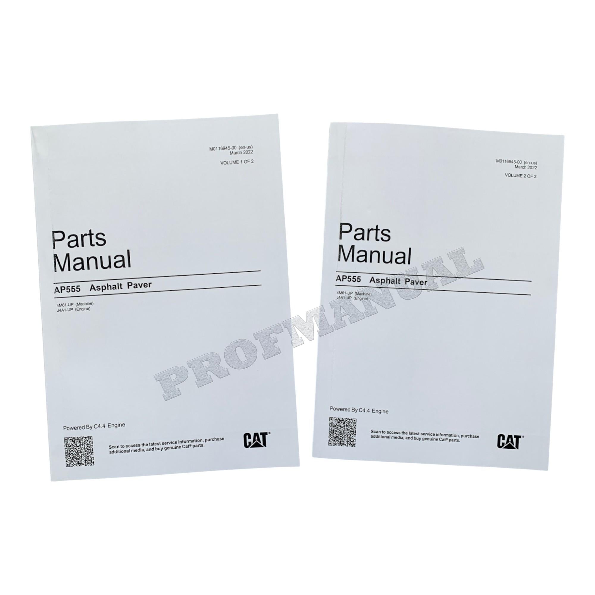 Caterpillar Cat AP555 Asphalt Paver Parts Catalog Manual J4A1-Up 4M61-UP