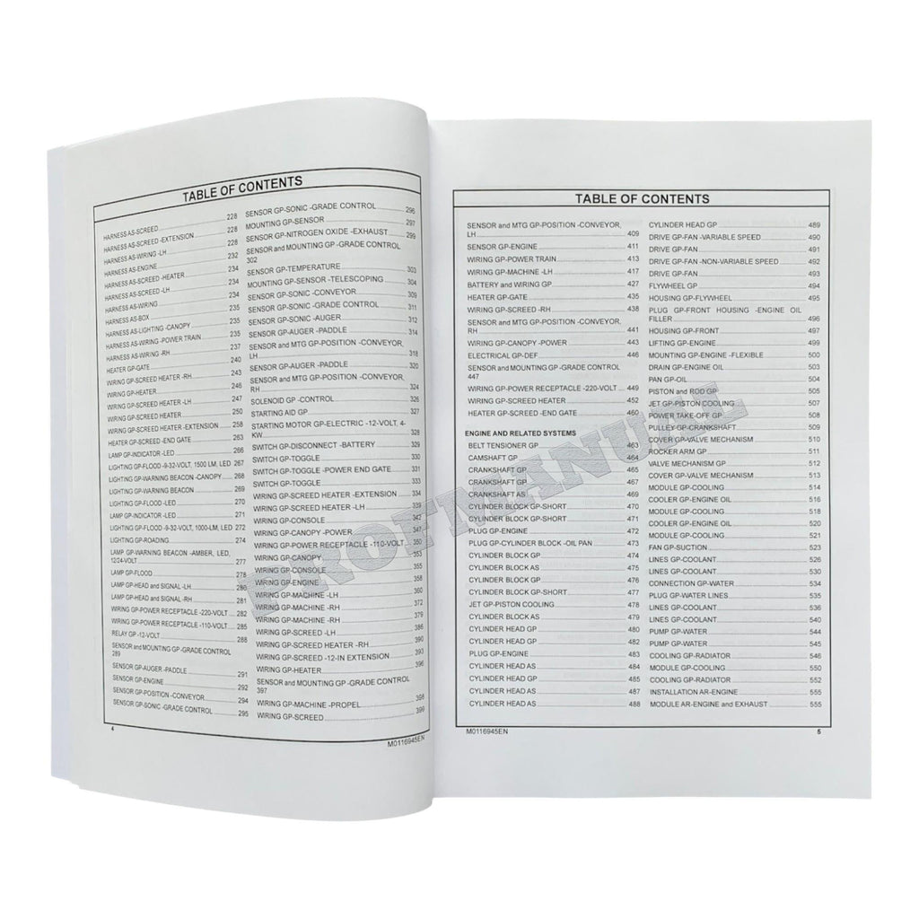 Caterpillar Cat AP555 Asphalt Paver Parts Catalog Manual J4A1-Up 4M61-UP