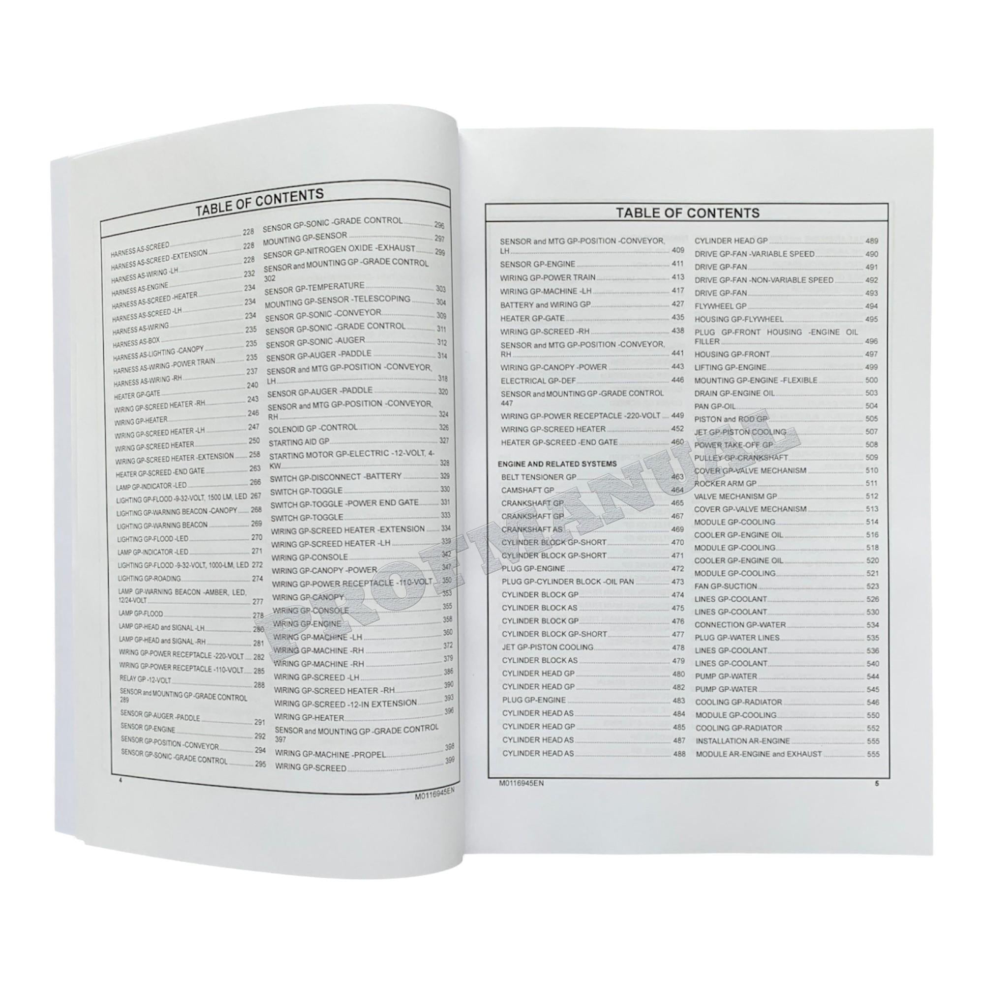 Caterpillar Cat AP555 Asphalt Paver Parts Catalog Manual J4A1-Up 4M61-UP