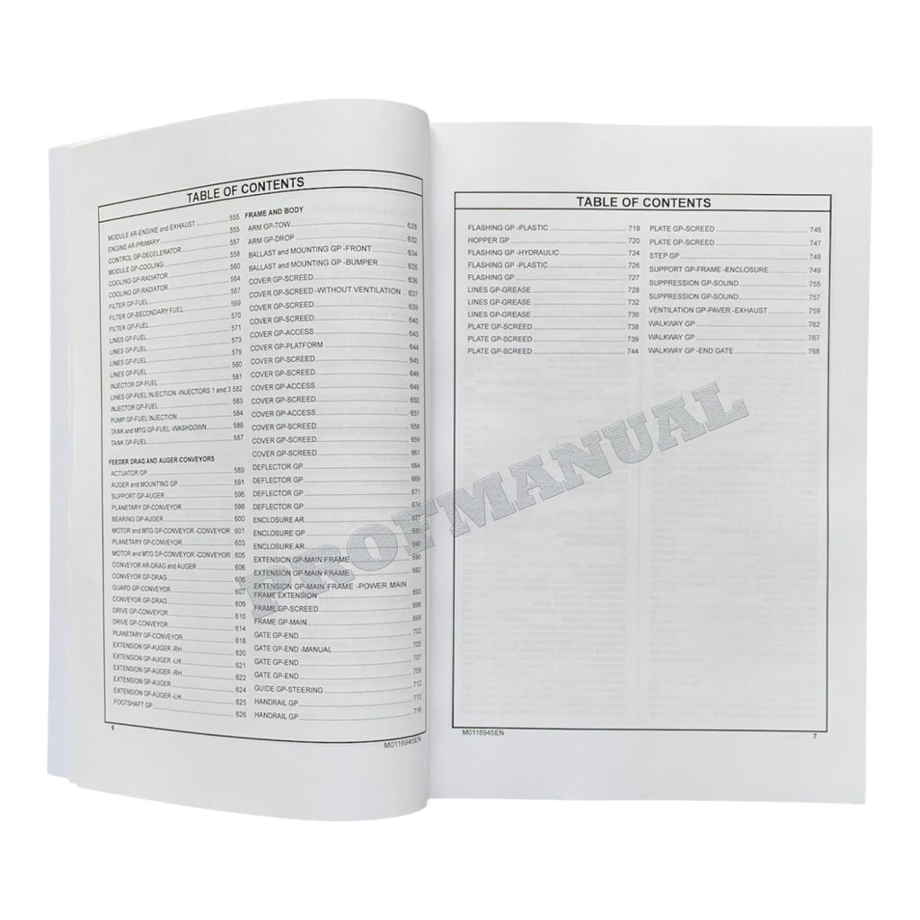 Caterpillar Cat AP555 Asphalt Paver Parts Catalog Manual J4A1-Up 4M61-UP