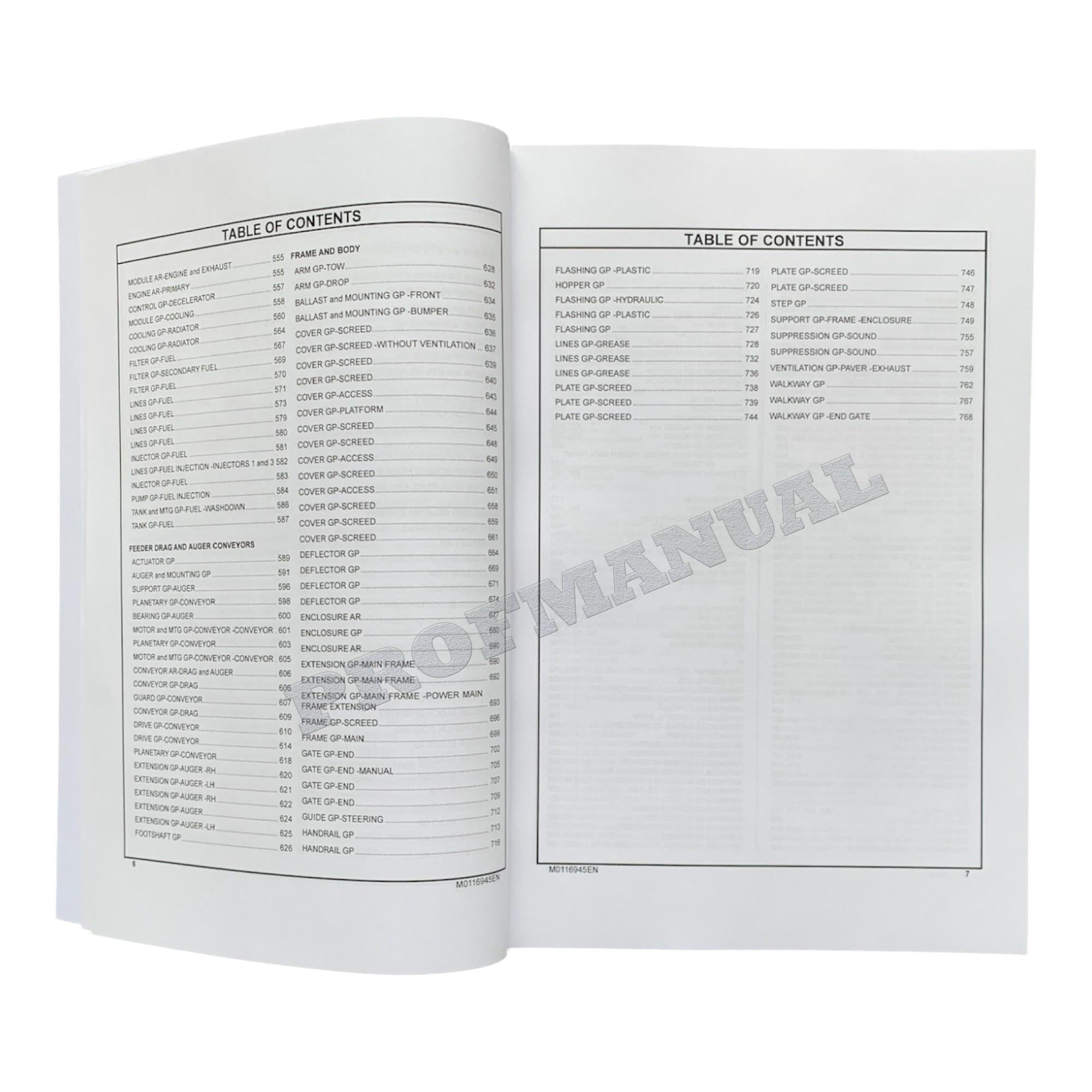 Caterpillar Cat AP555 Asphalt Paver Parts Catalog Manual J4A1-Up 4M61-UP