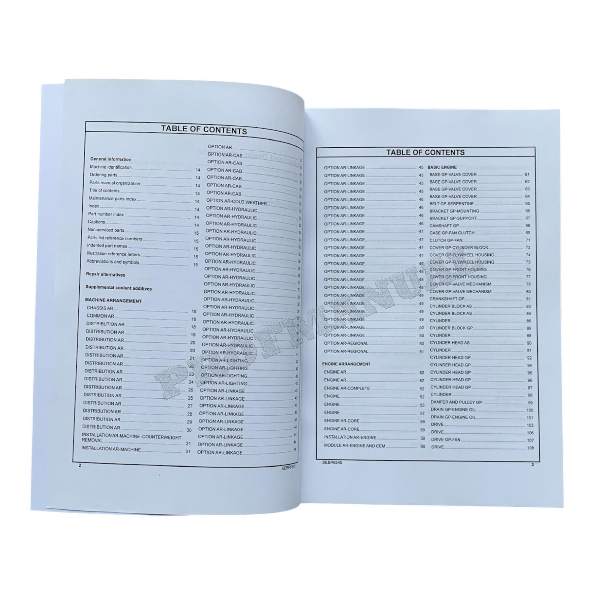 Caterpillar Cat 349F 349F L Excavator Parts Catalog Manual SEBP6545