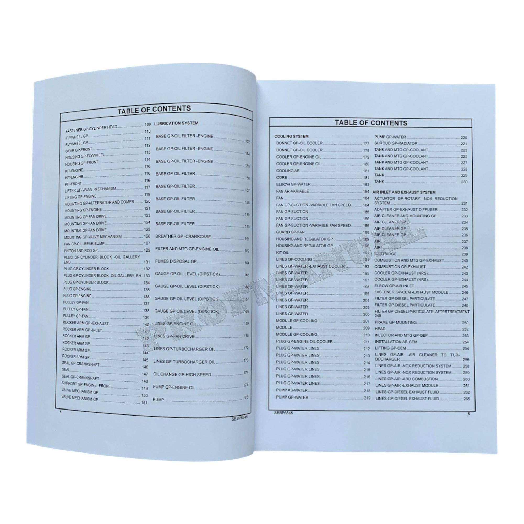 Caterpillar Cat 349F 349F L Excavator Parts Catalog Manual SEBP6545
