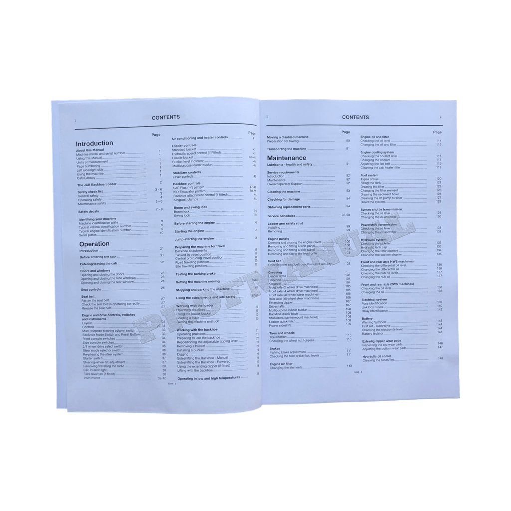 JCB 214 215 215E 217 Backhoe Loader Operators Manual