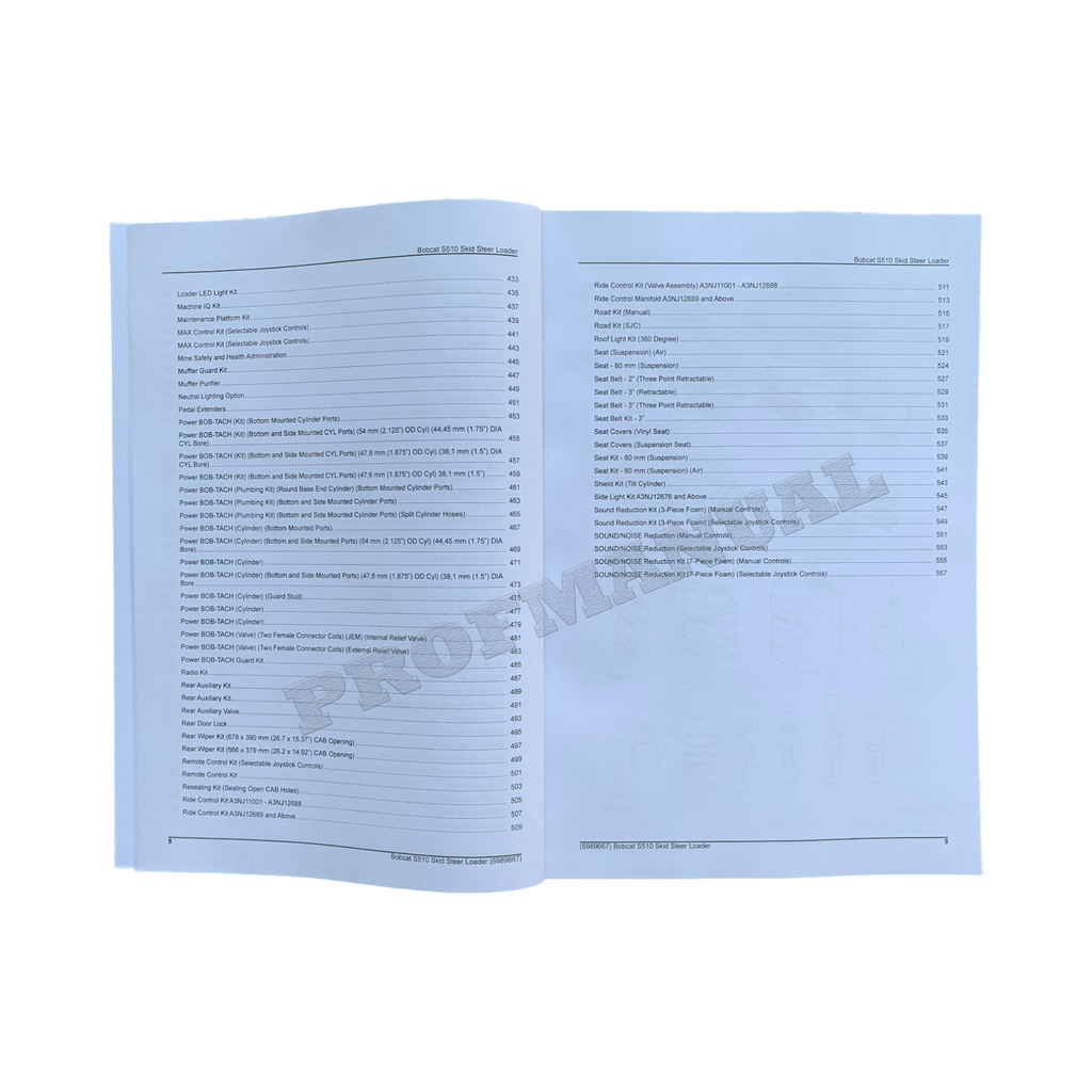 Bobcat S510 Skid Steer Loader Parts Catalog Manual A3NJ11001-