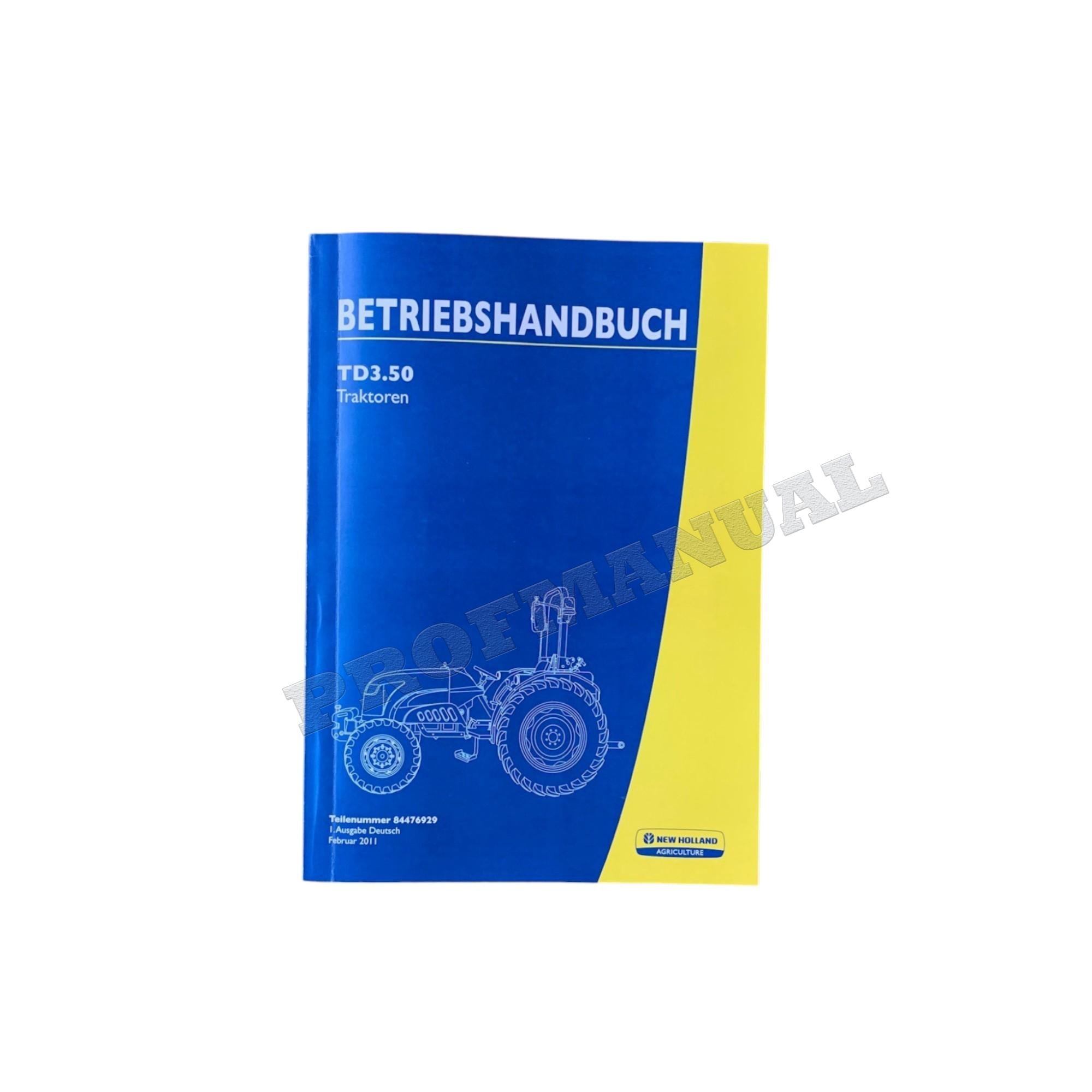 New Holland TD3.50 traktor betriebsanleitung 84476929